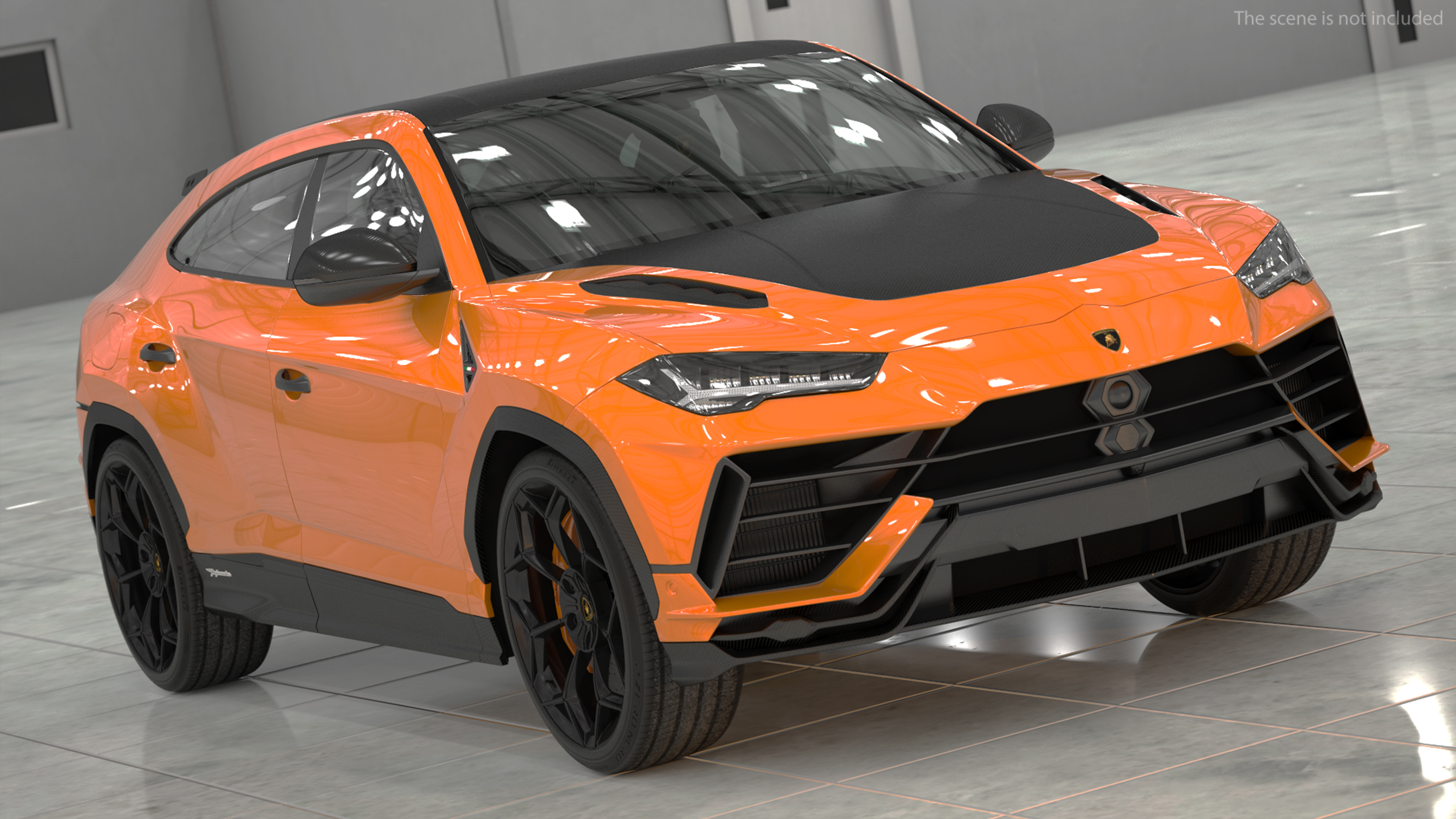 Super Luxury SUV Lamborghini Urus Performante Lights ON Rigged 3D