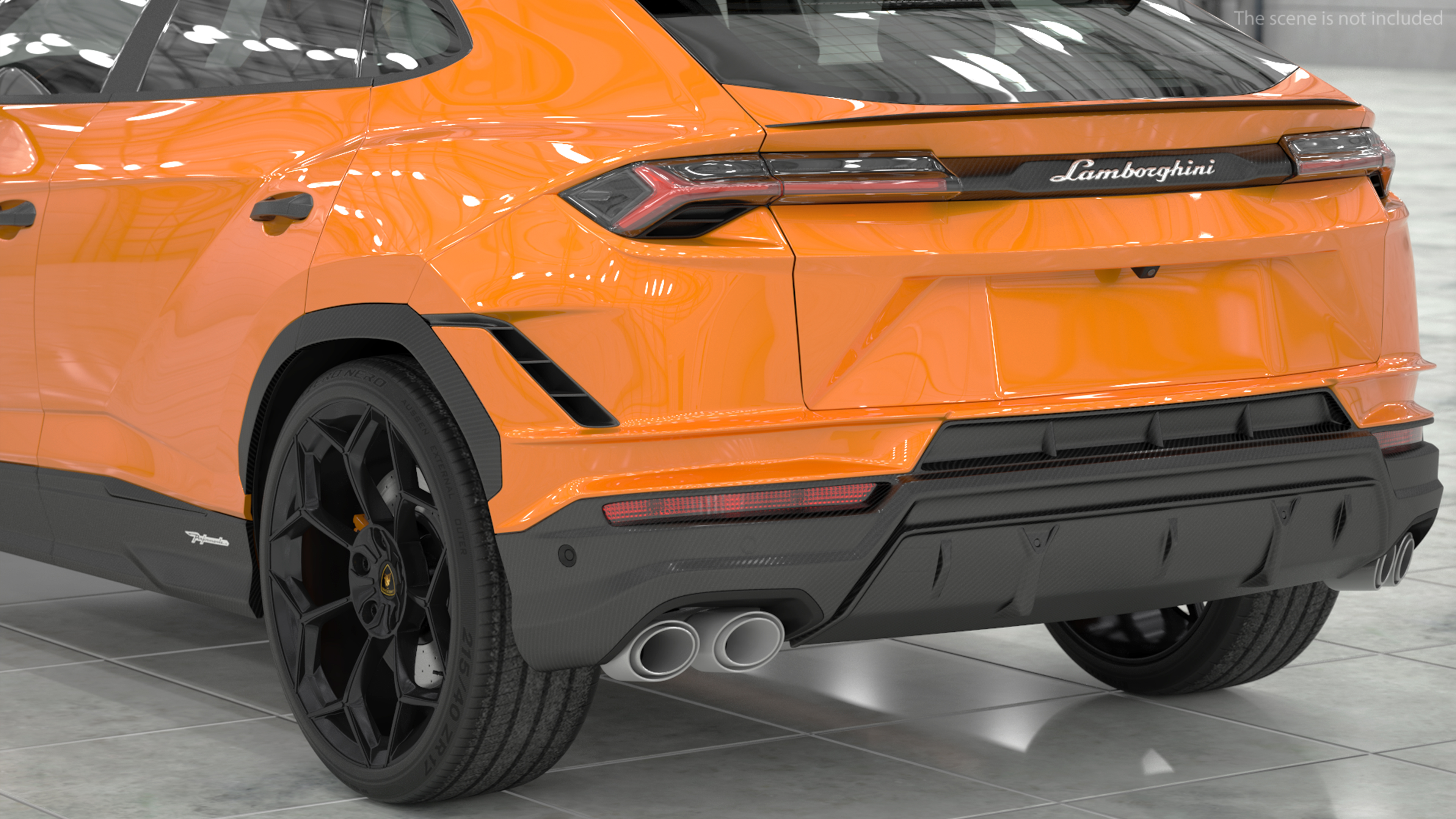 Super Luxury SUV Lamborghini Urus Performante Lights ON Rigged 3D