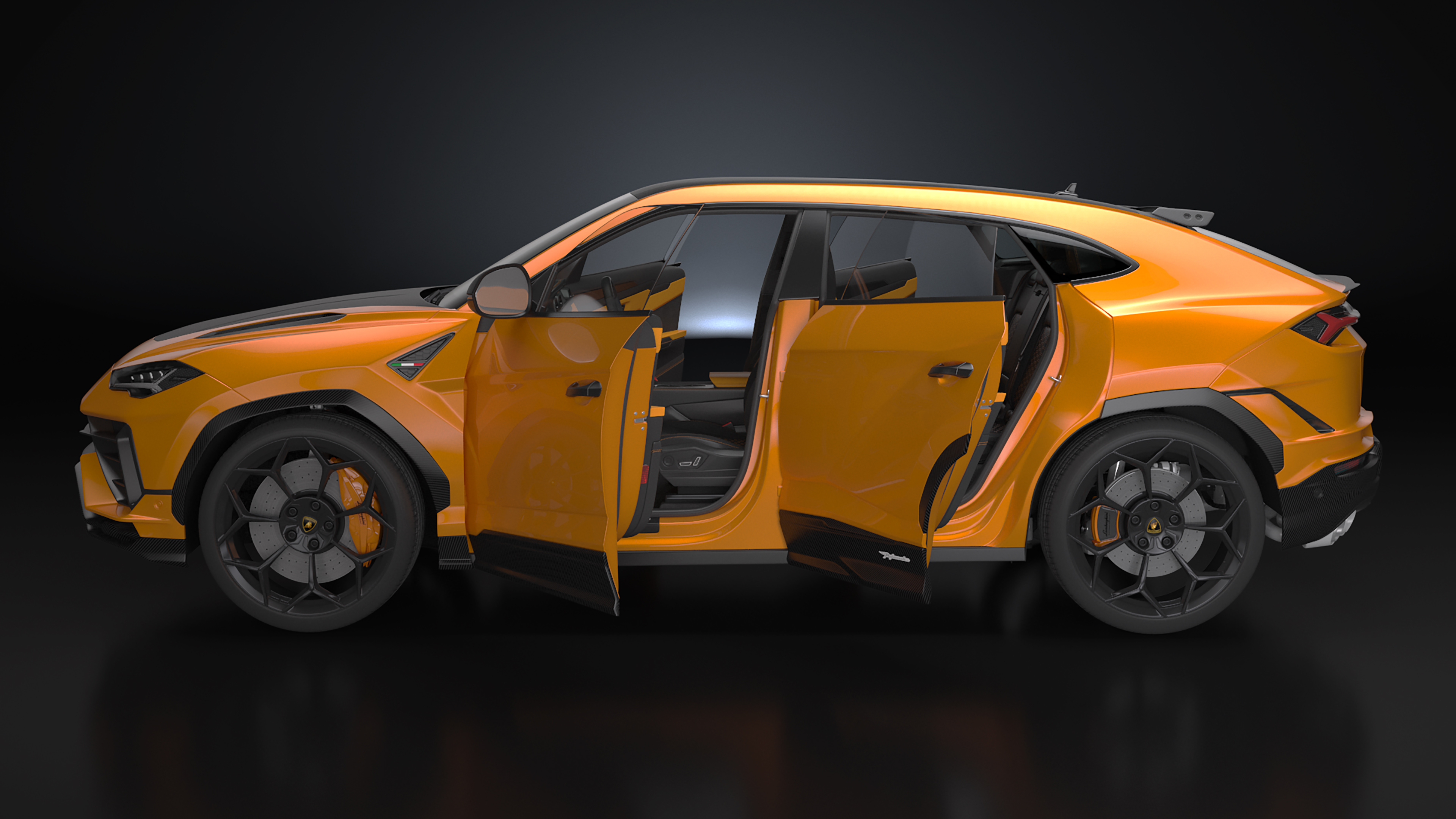 Super Luxury SUV Lamborghini Urus Performante Lights ON Rigged 3D