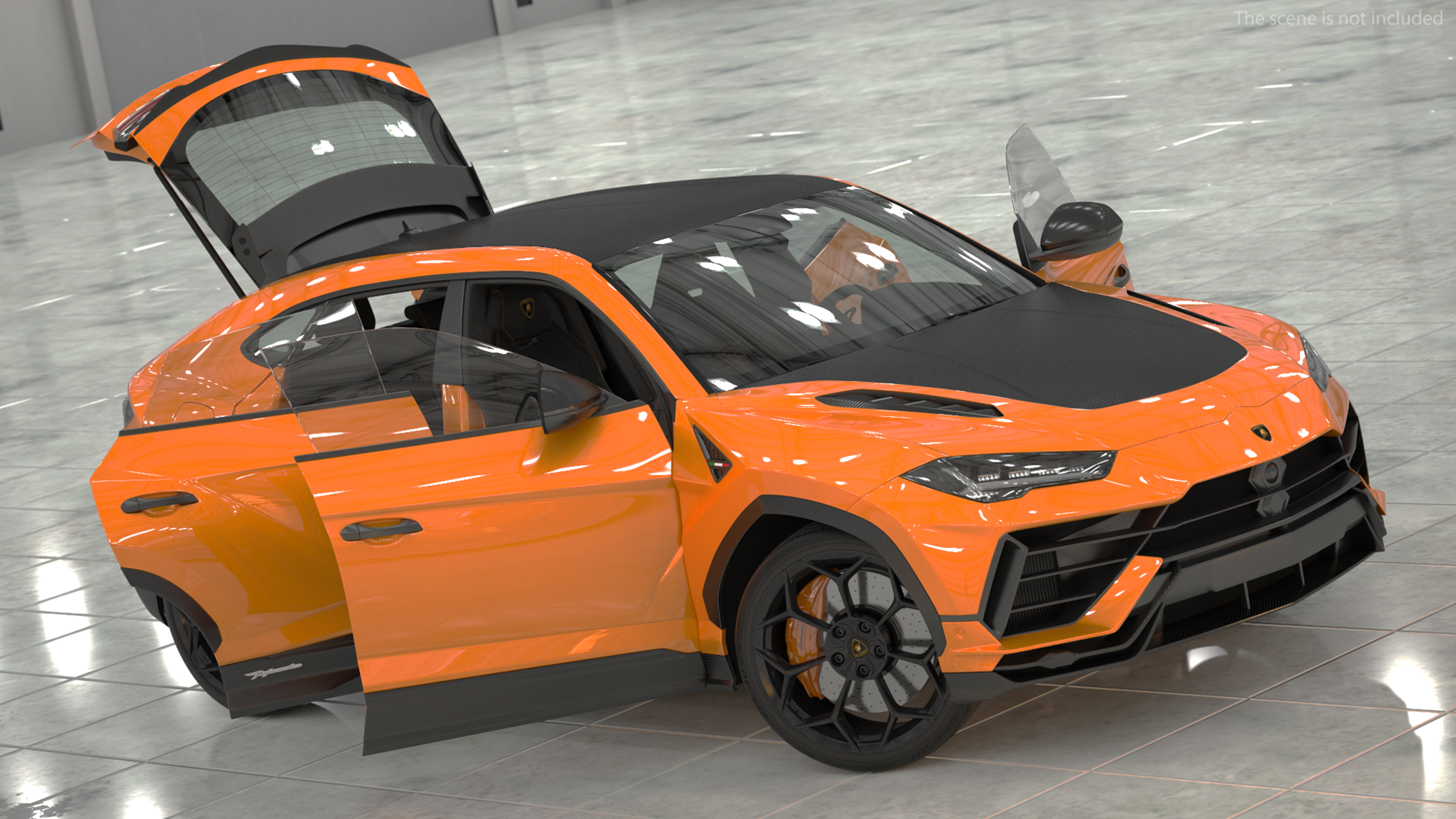 Super Luxury SUV Lamborghini Urus Performante Lights ON Rigged 3D