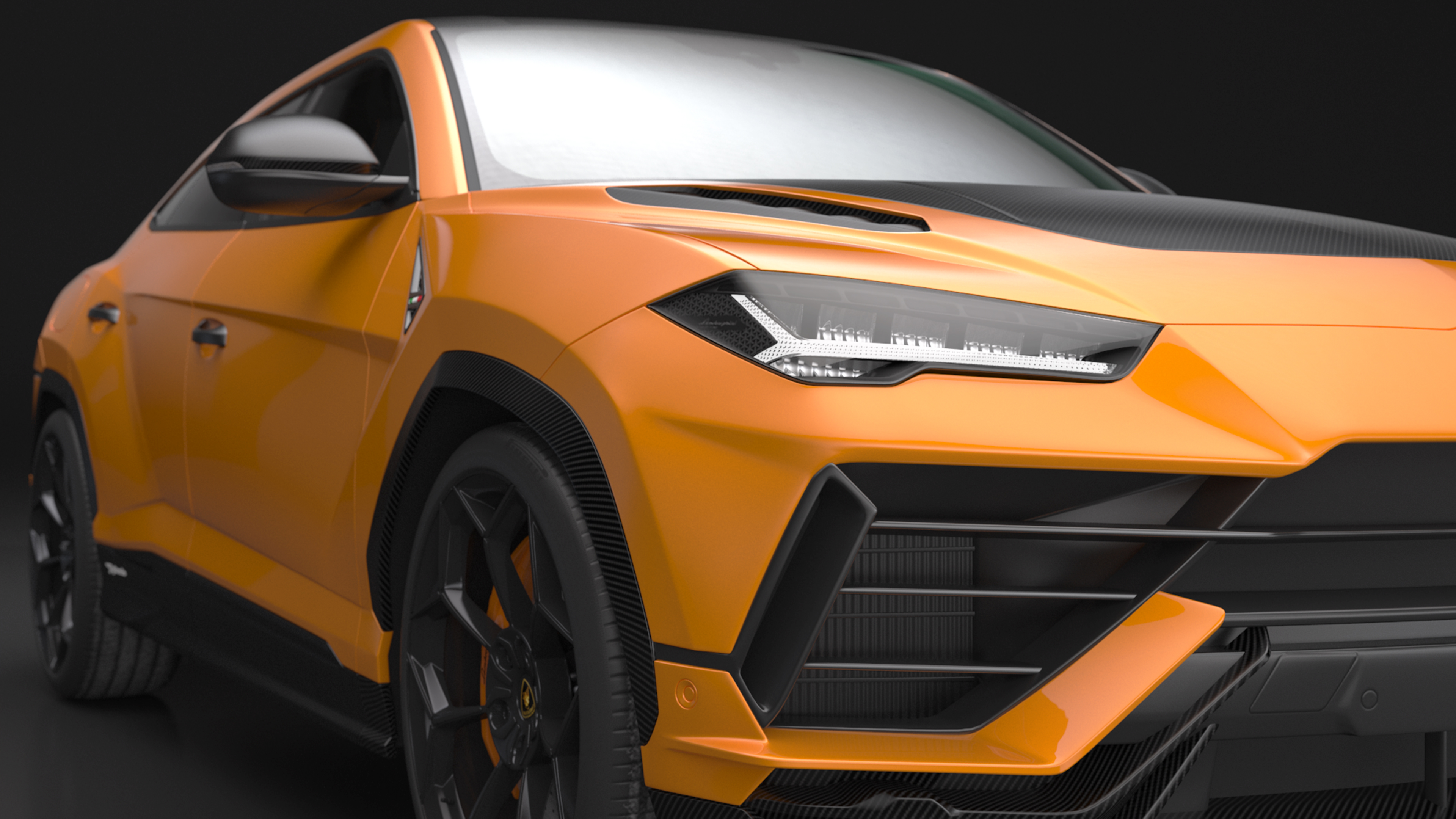 Super Luxury SUV Lamborghini Urus Performante Lights ON Rigged 3D