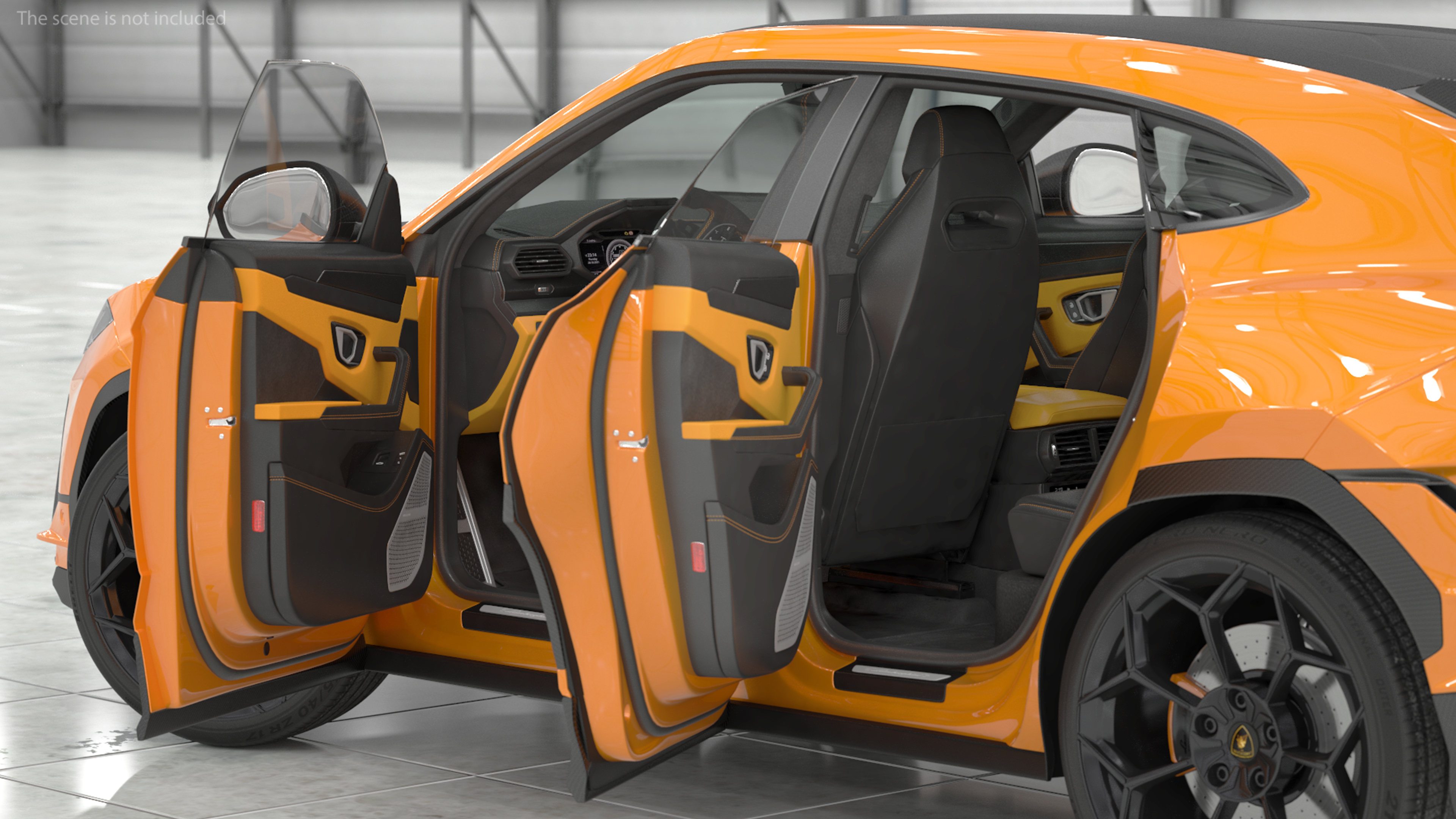 Super Luxury SUV Lamborghini Urus Performante Lights ON Rigged 3D