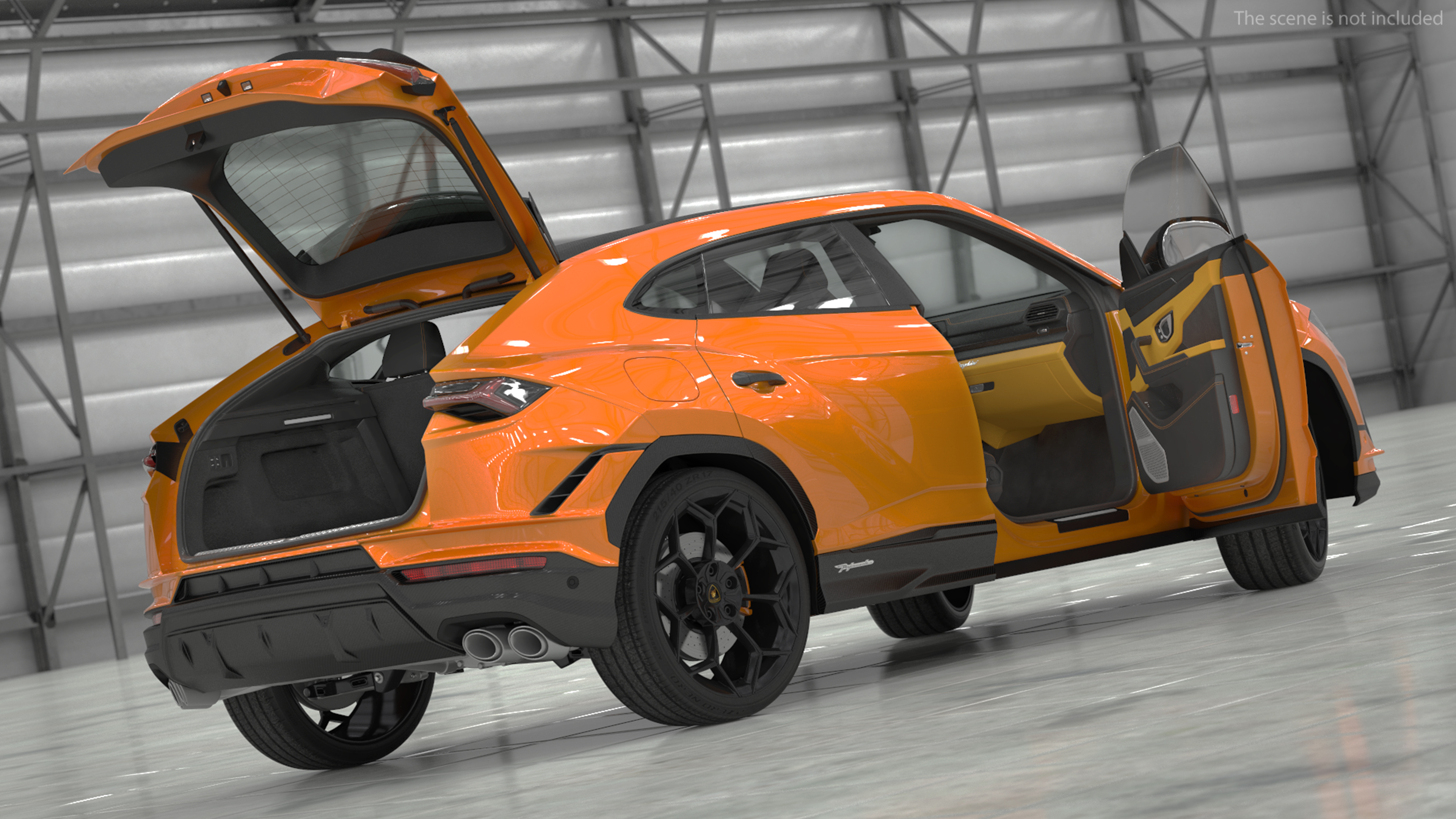 Super Luxury SUV Lamborghini Urus Performante Lights ON Rigged 3D