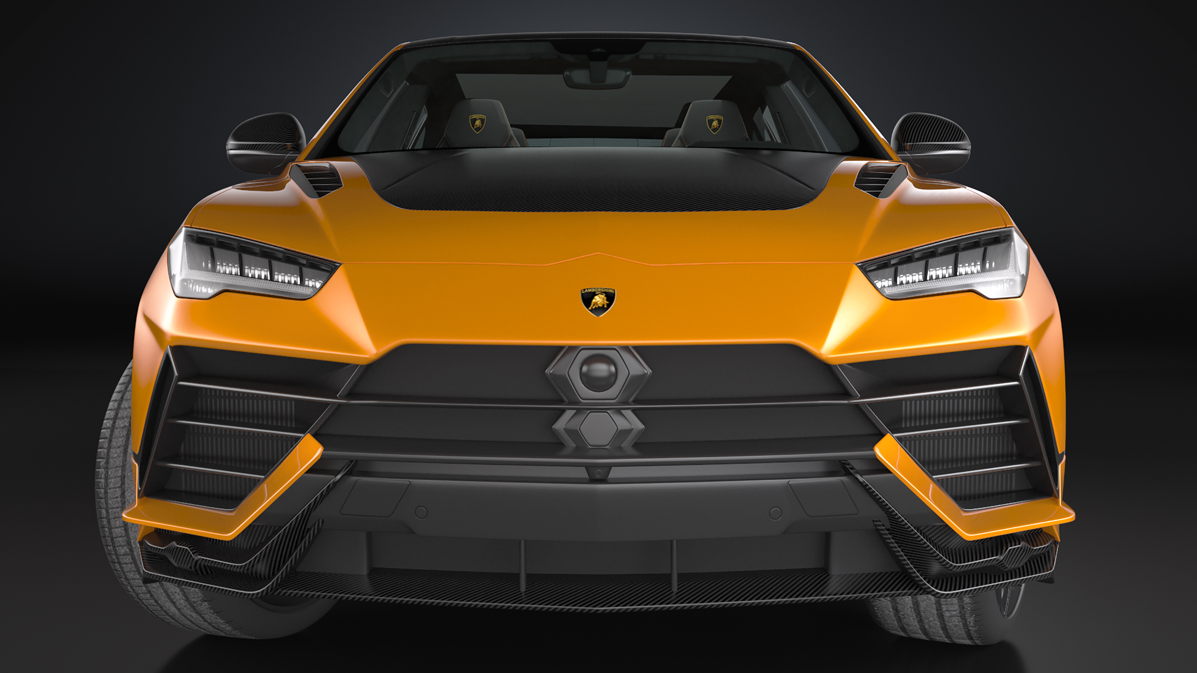 Super Luxury SUV Lamborghini Urus Performante Lights ON Rigged 3D