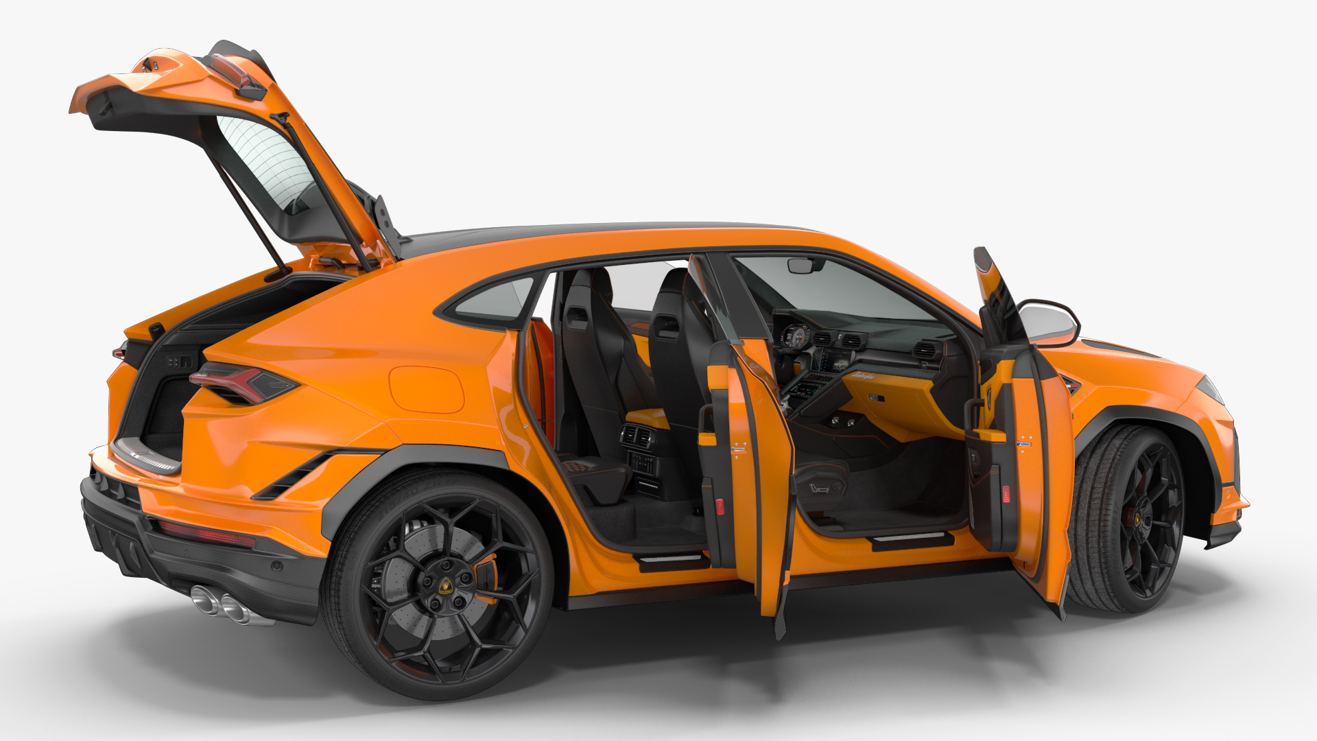Super Luxury SUV Lamborghini Urus Performante Lights ON Rigged 3D