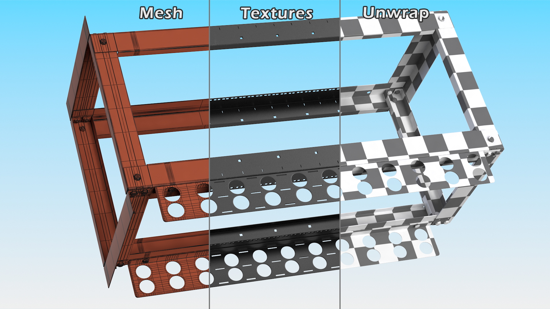 Open Frame Server Rack 30U Empty 3D