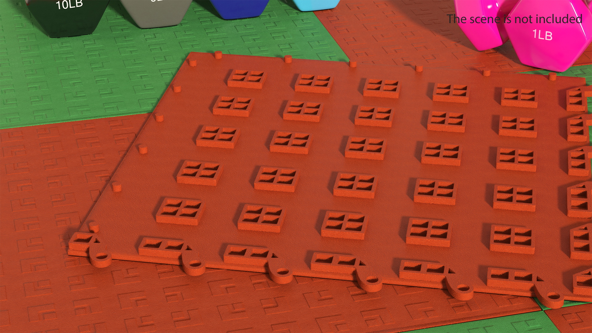 3D Interlocking Gym Floor Mat Orange model