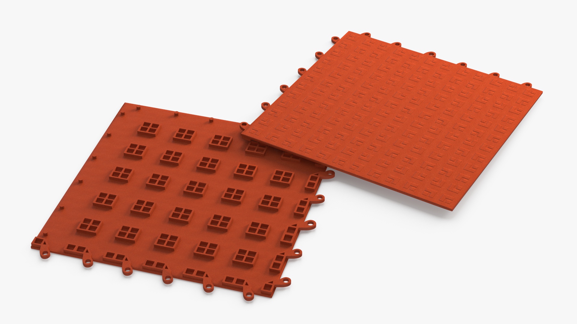 3D Interlocking Gym Floor Mat Orange model