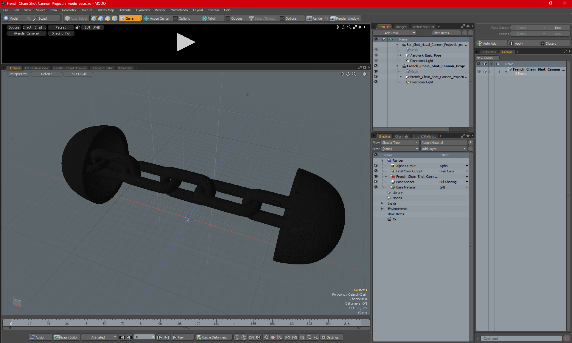 3D model French Chain Shot Cannon Projectile