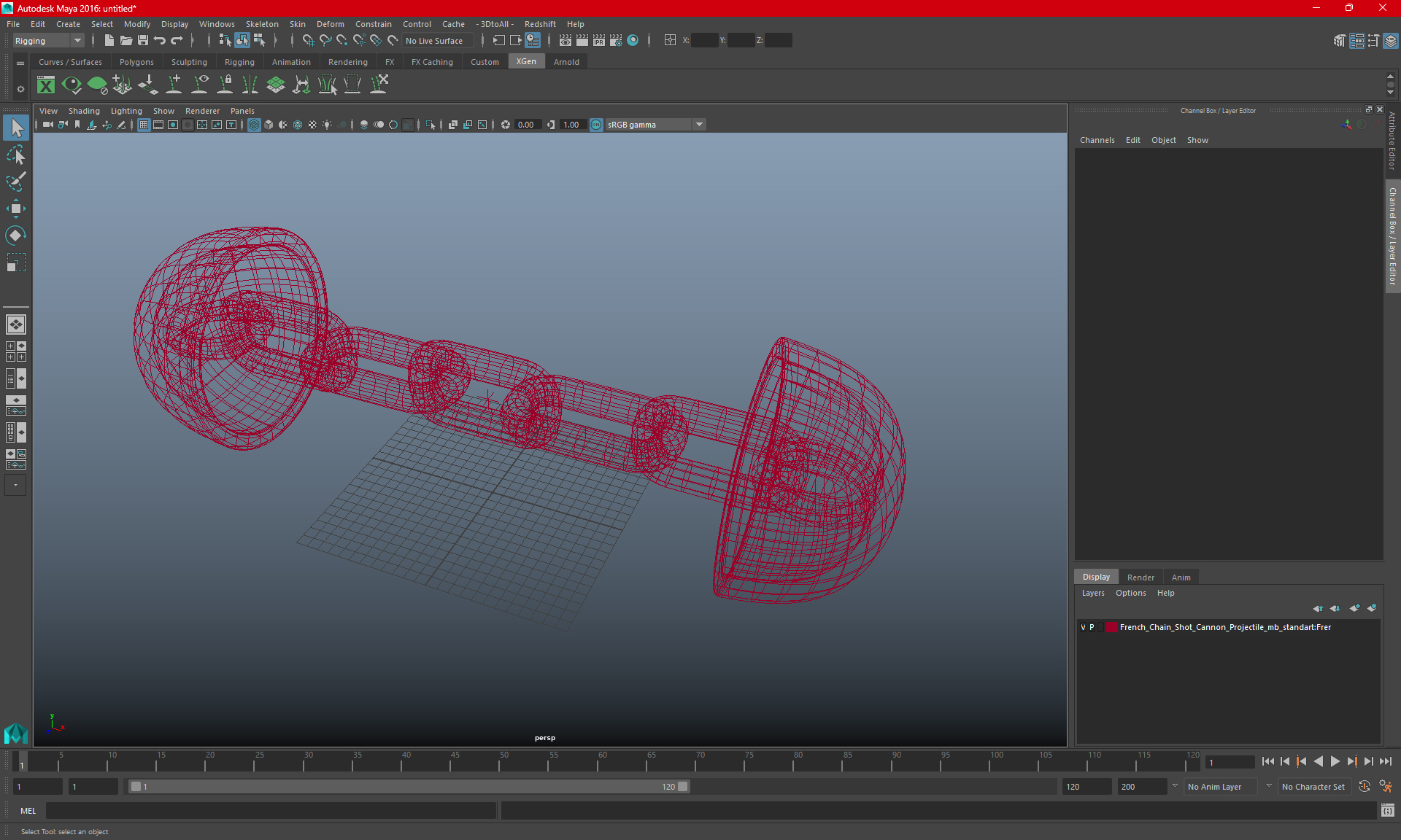 3D model French Chain Shot Cannon Projectile