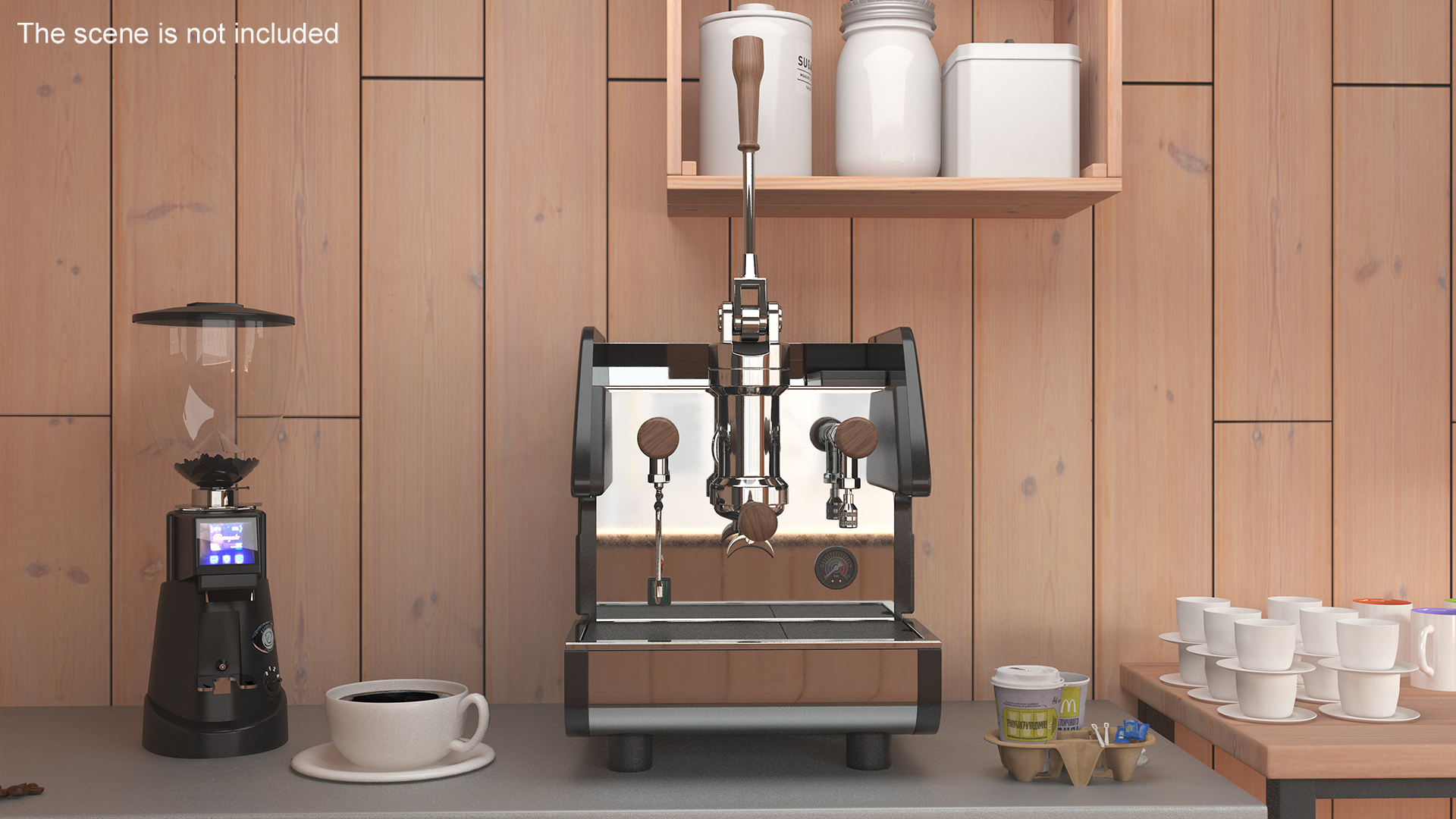 3D La Pavoni BAR T 1L Espresso Machine Chrome and Wood