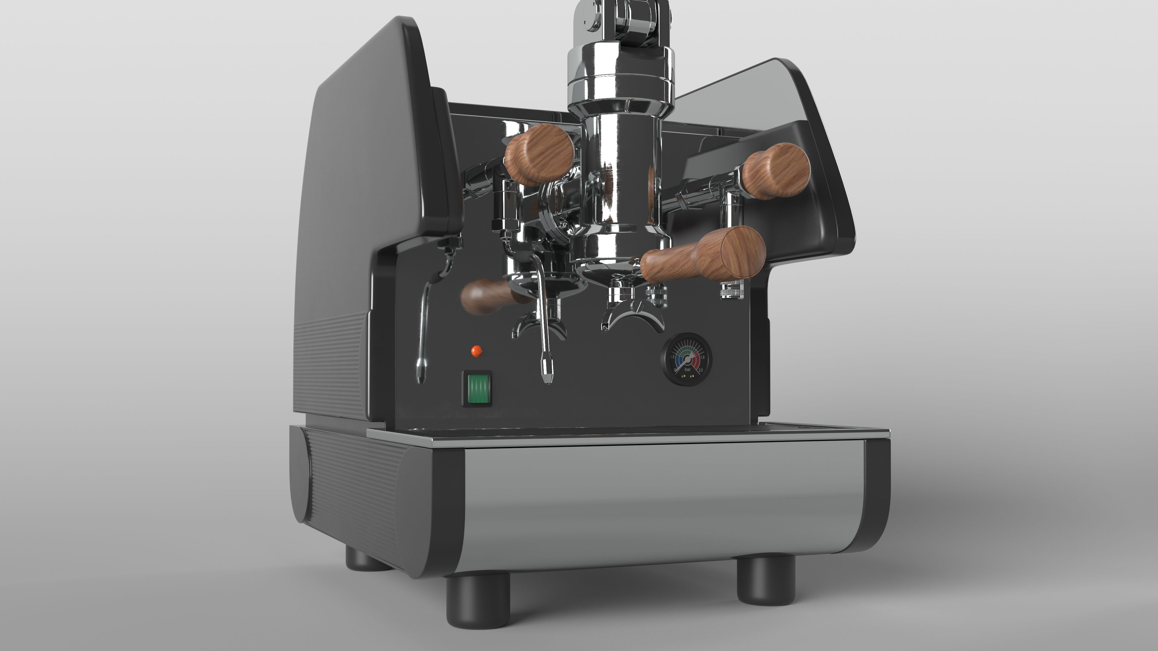 3D La Pavoni BAR T 1L Espresso Machine Chrome and Wood