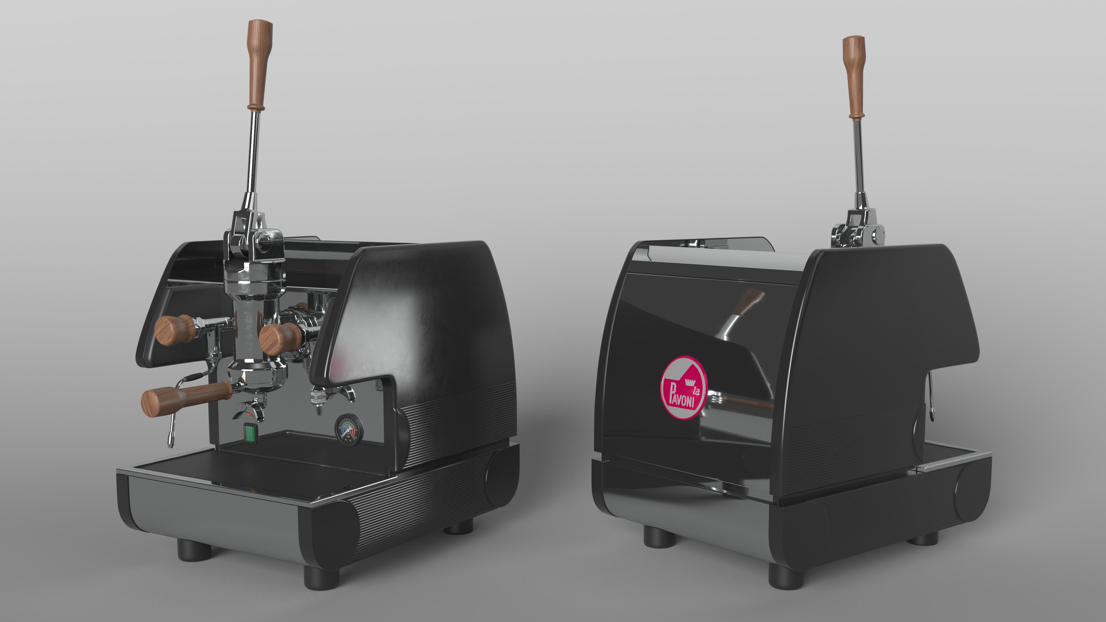 3D La Pavoni BAR T 1L Espresso Machine Chrome and Wood