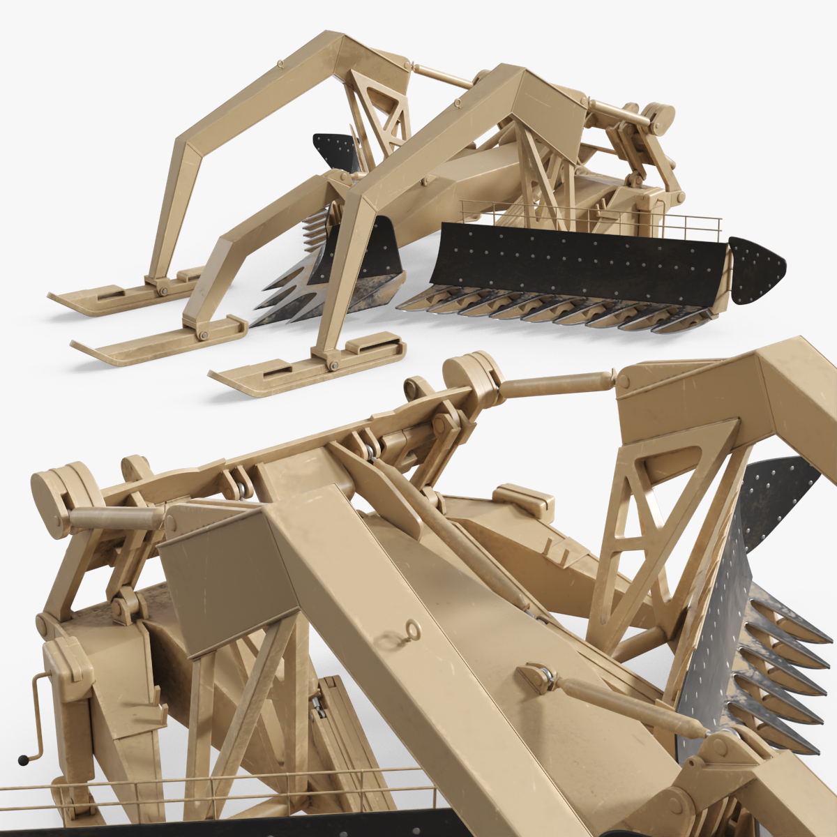 M1150 Full Width Mine Plow Desert 3D model preview