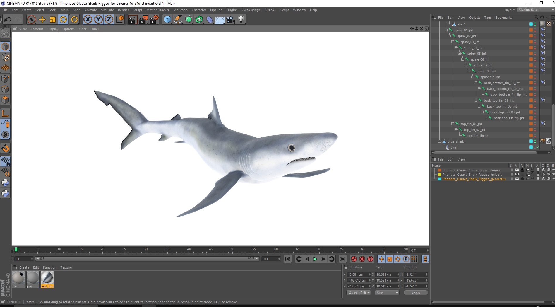 Prionace Glauca Shark Rigged for Cinema 4D 3D