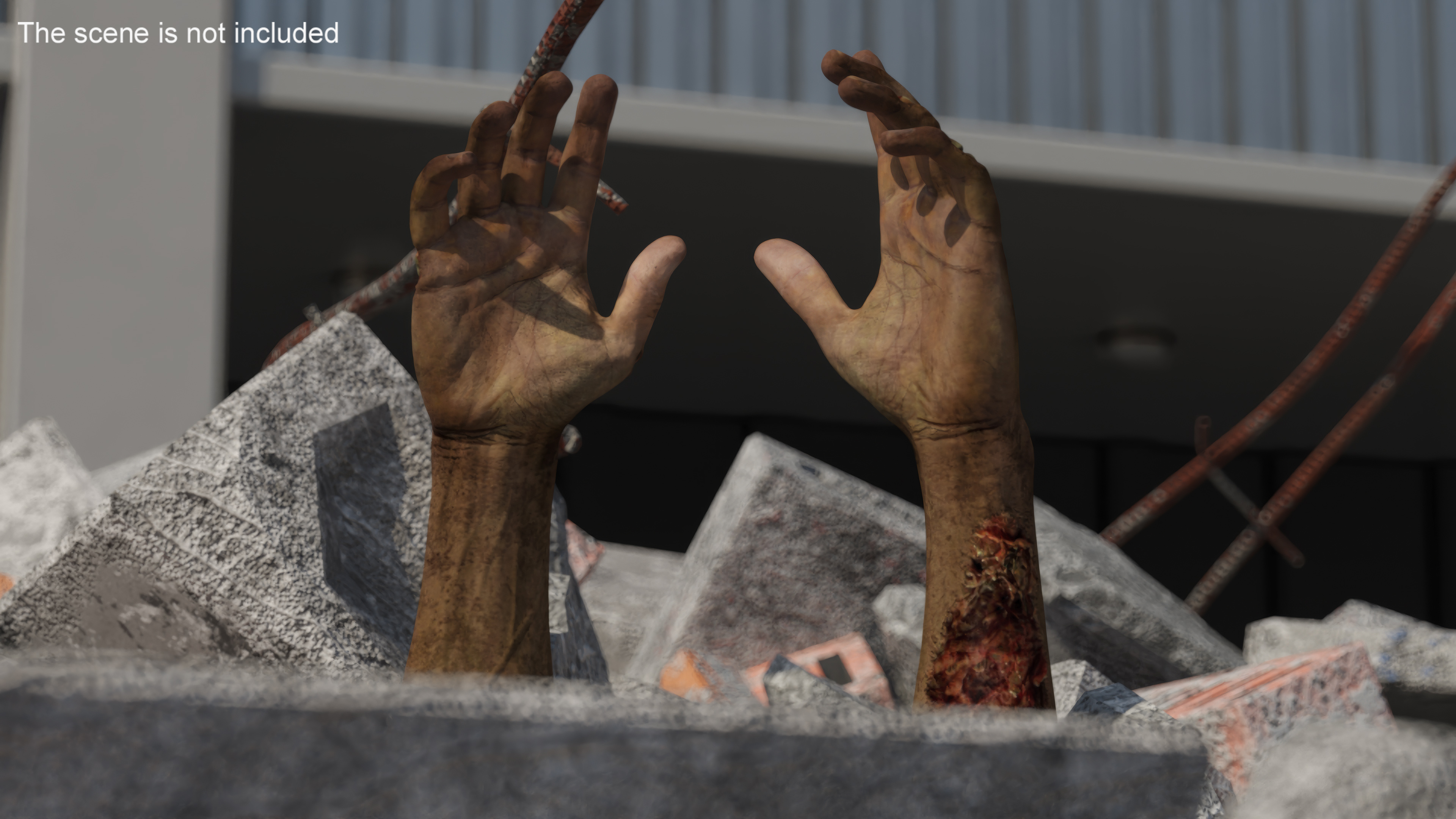 Realistic Zombie Hands Rigged 3D model