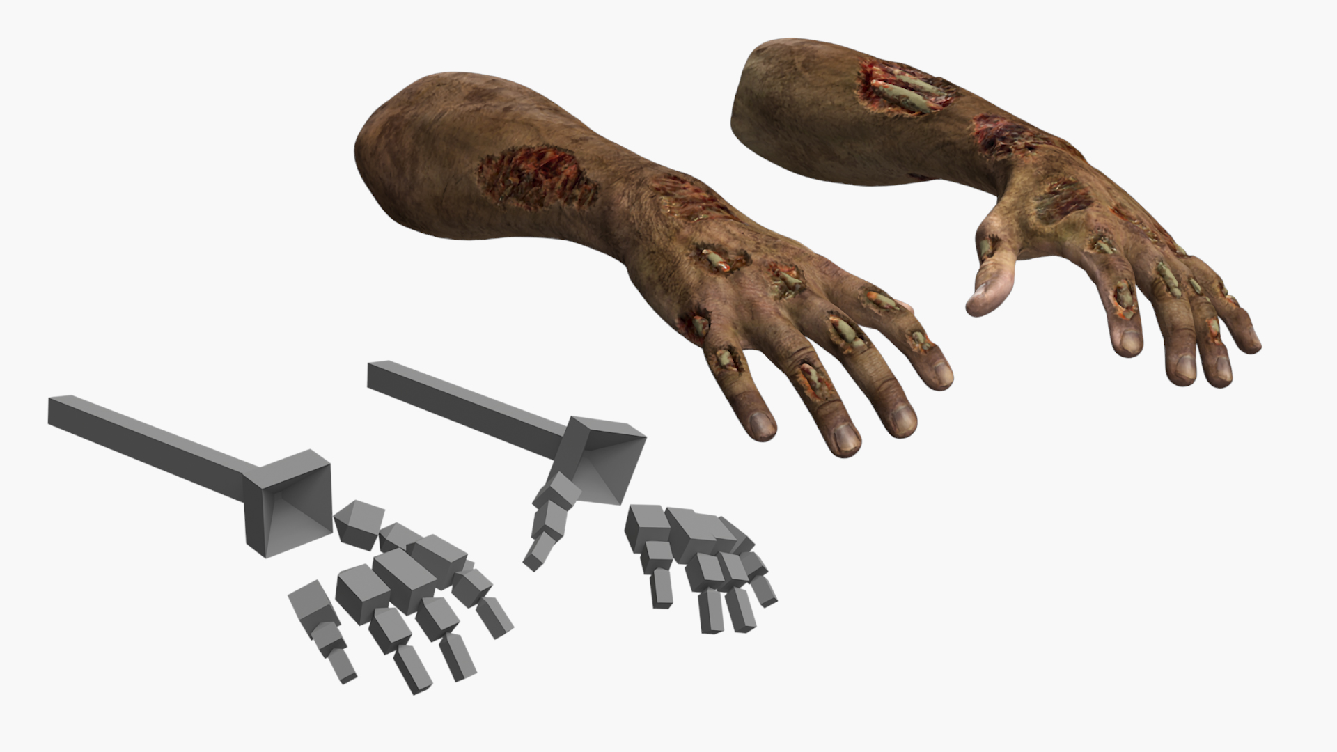 Realistic Zombie Hands Rigged 3D model