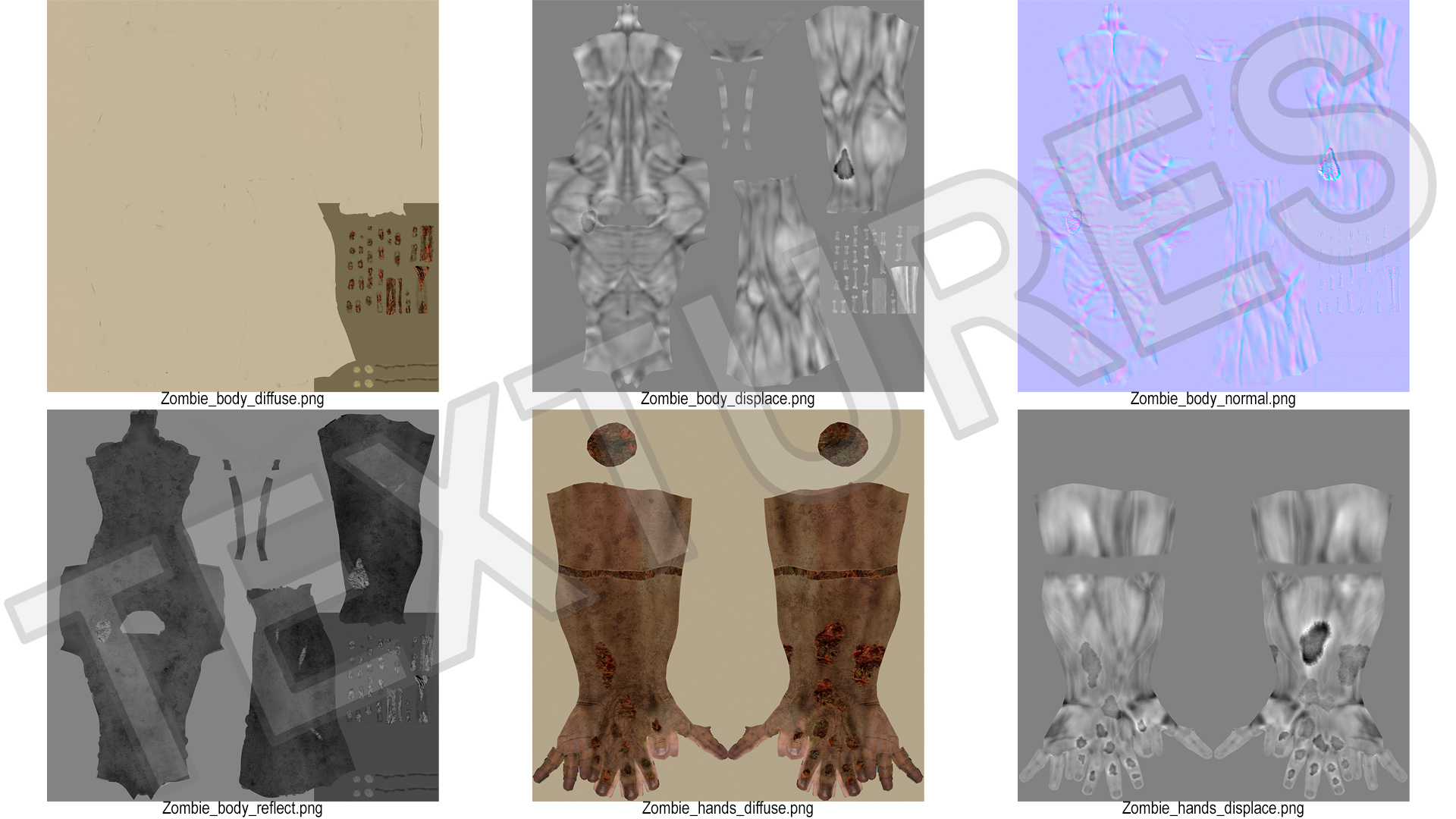 Realistic Zombie Hands Rigged 3D model