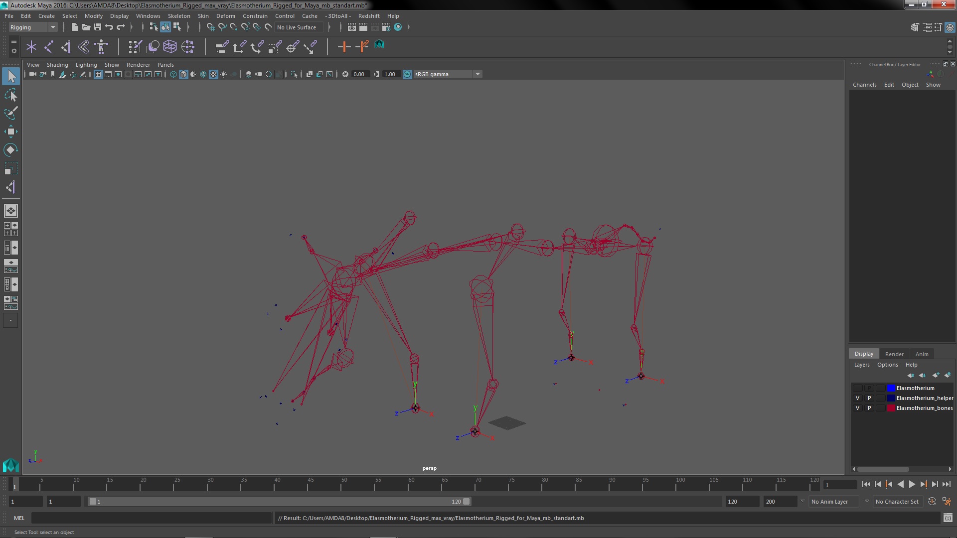 Elasmotherium Rigged for Maya 3D model