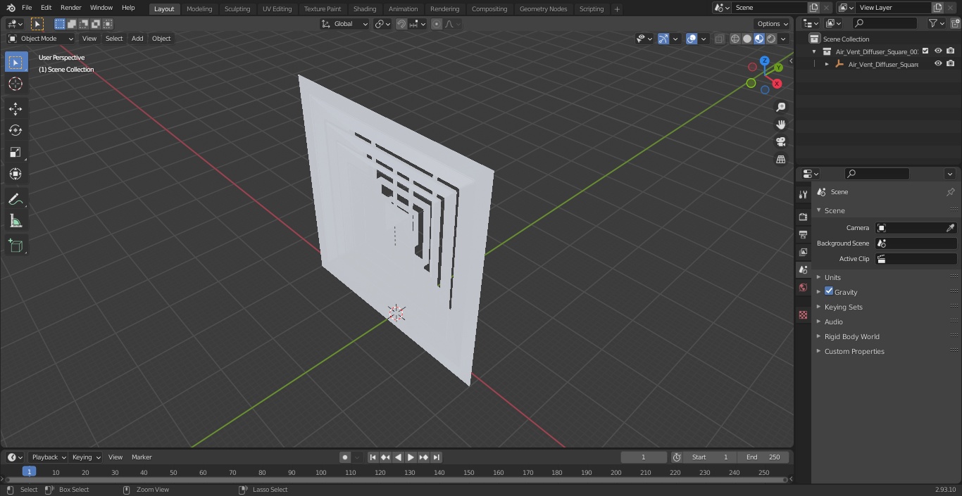 Air Vent Diffuser Square 3D model