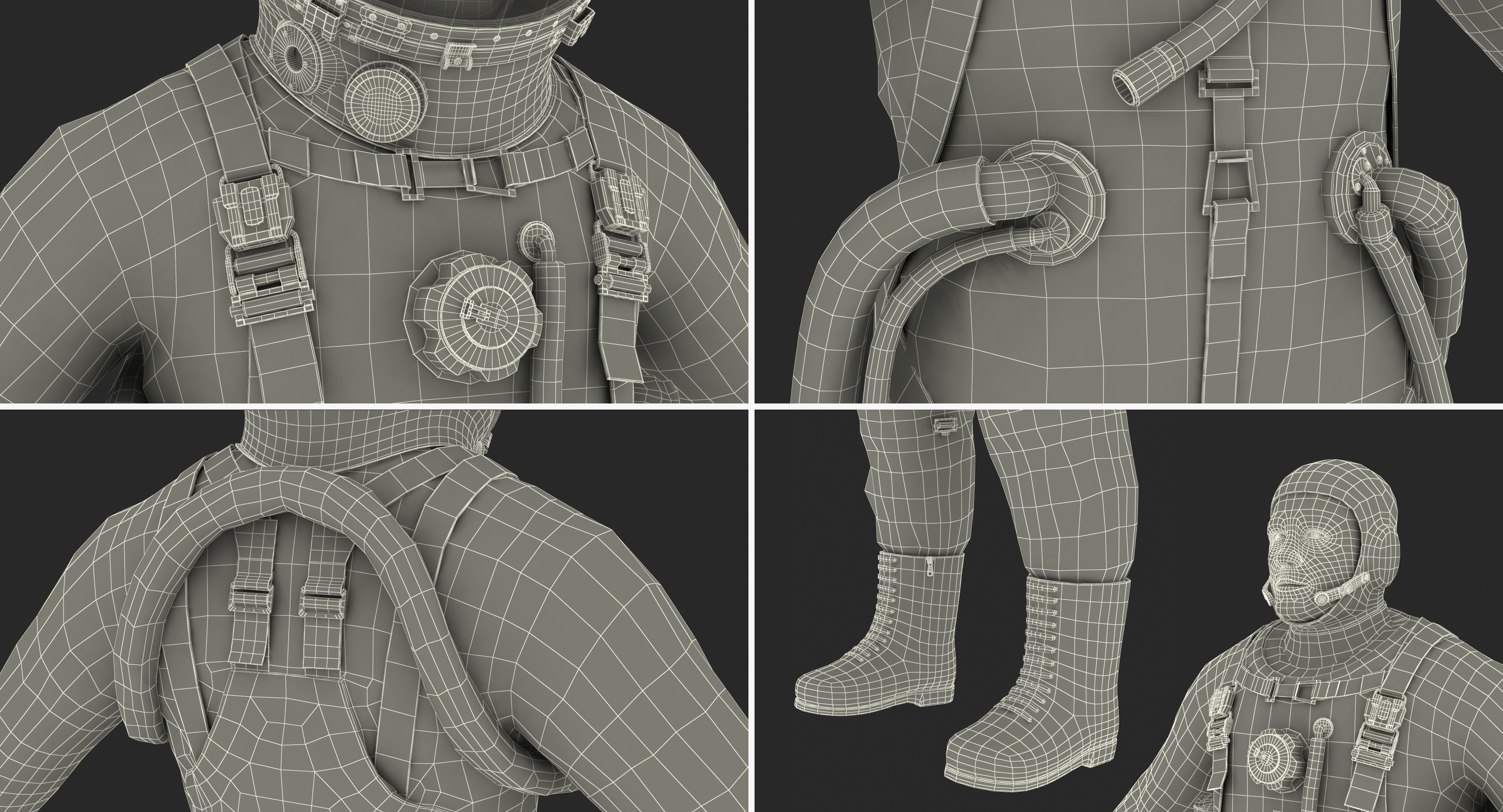 USSR Astronaut Wearing Space Suit Strizh with SK 1 Helmet Rigged 3D model