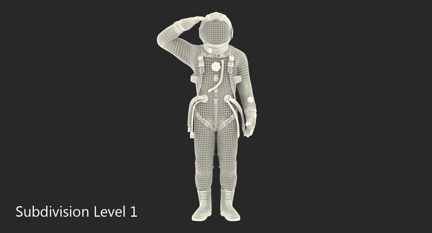 USSR Astronaut Wearing Space Suit Strizh with SK 1 Helmet Rigged 3D model