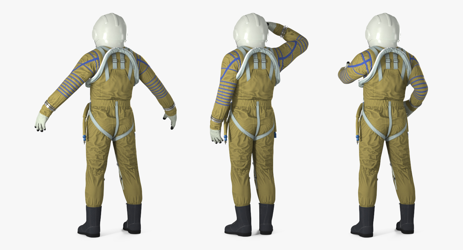 USSR Astronaut Wearing Space Suit Strizh with SK 1 Helmet Rigged 3D model