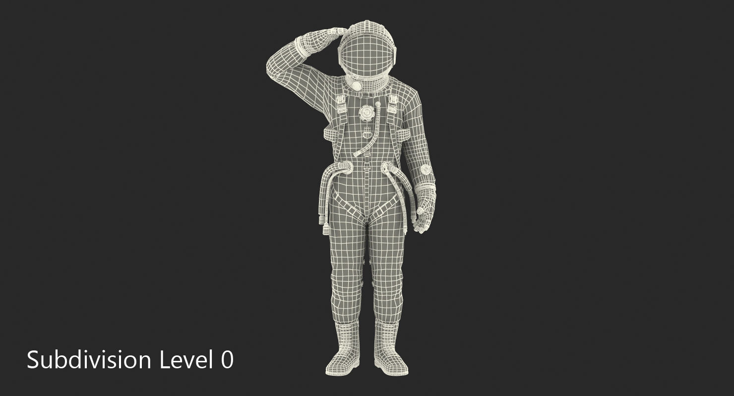 USSR Astronaut Wearing Space Suit Strizh with SK 1 Helmet Rigged 3D model
