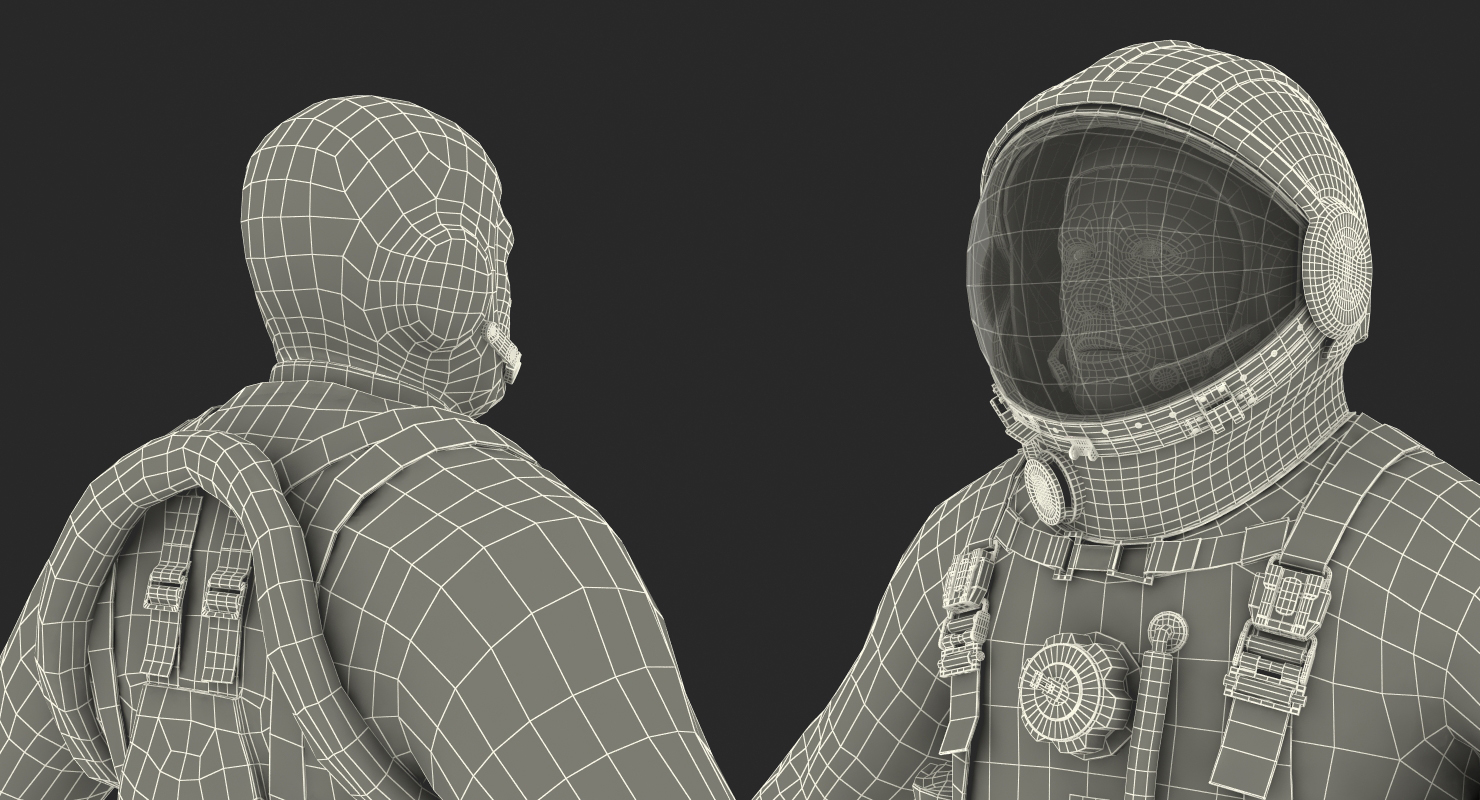 USSR Astronaut Wearing Space Suit Strizh with SK 1 Helmet Rigged 3D model