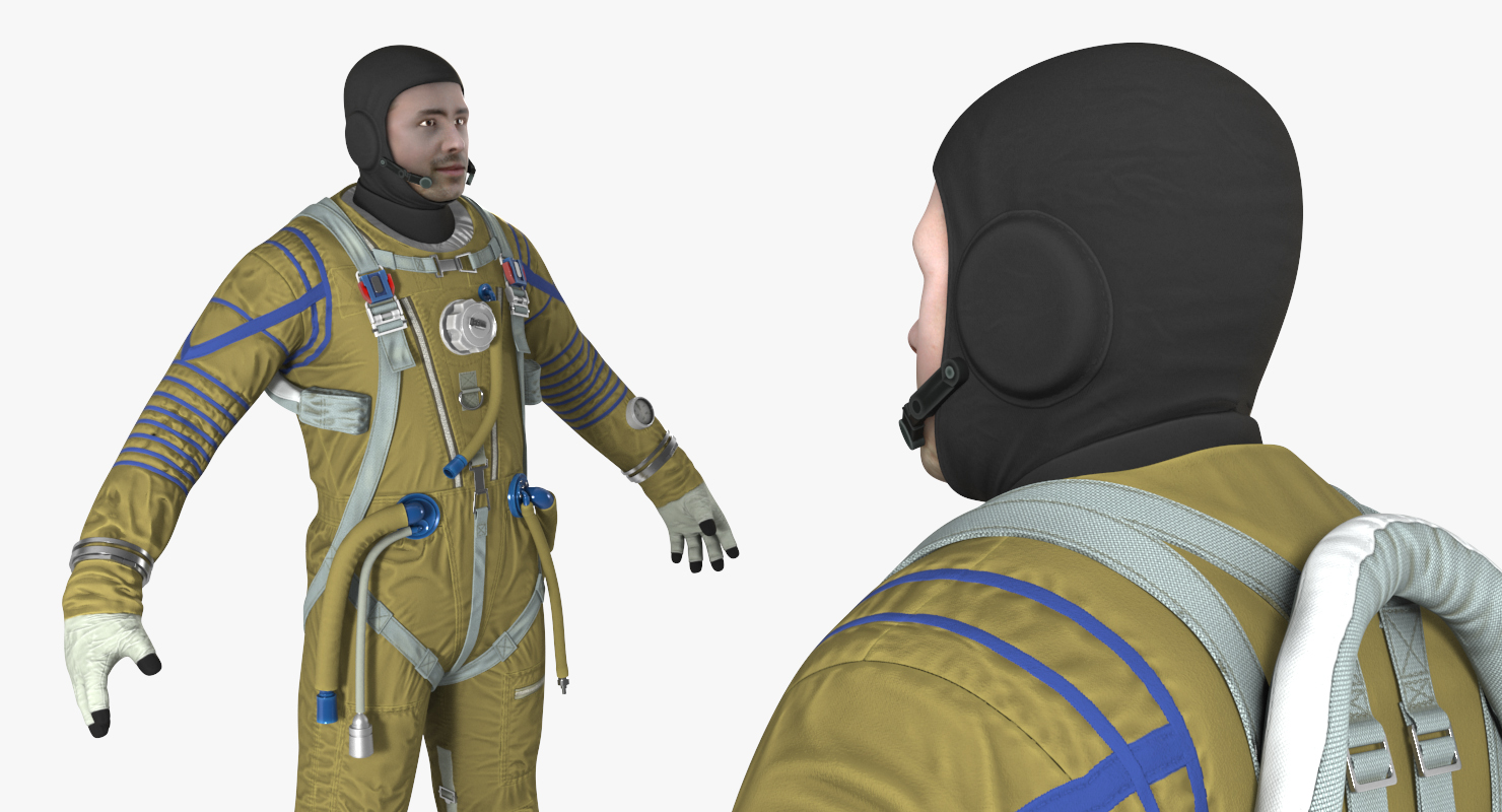 USSR Astronaut Wearing Space Suit Strizh with SK 1 Helmet Rigged 3D model