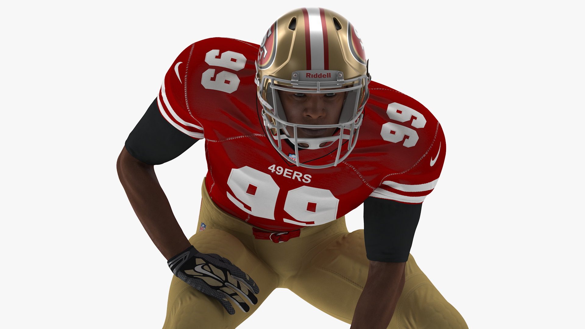 3D San Francisco 49ers American Football Player Crouching Fur model
