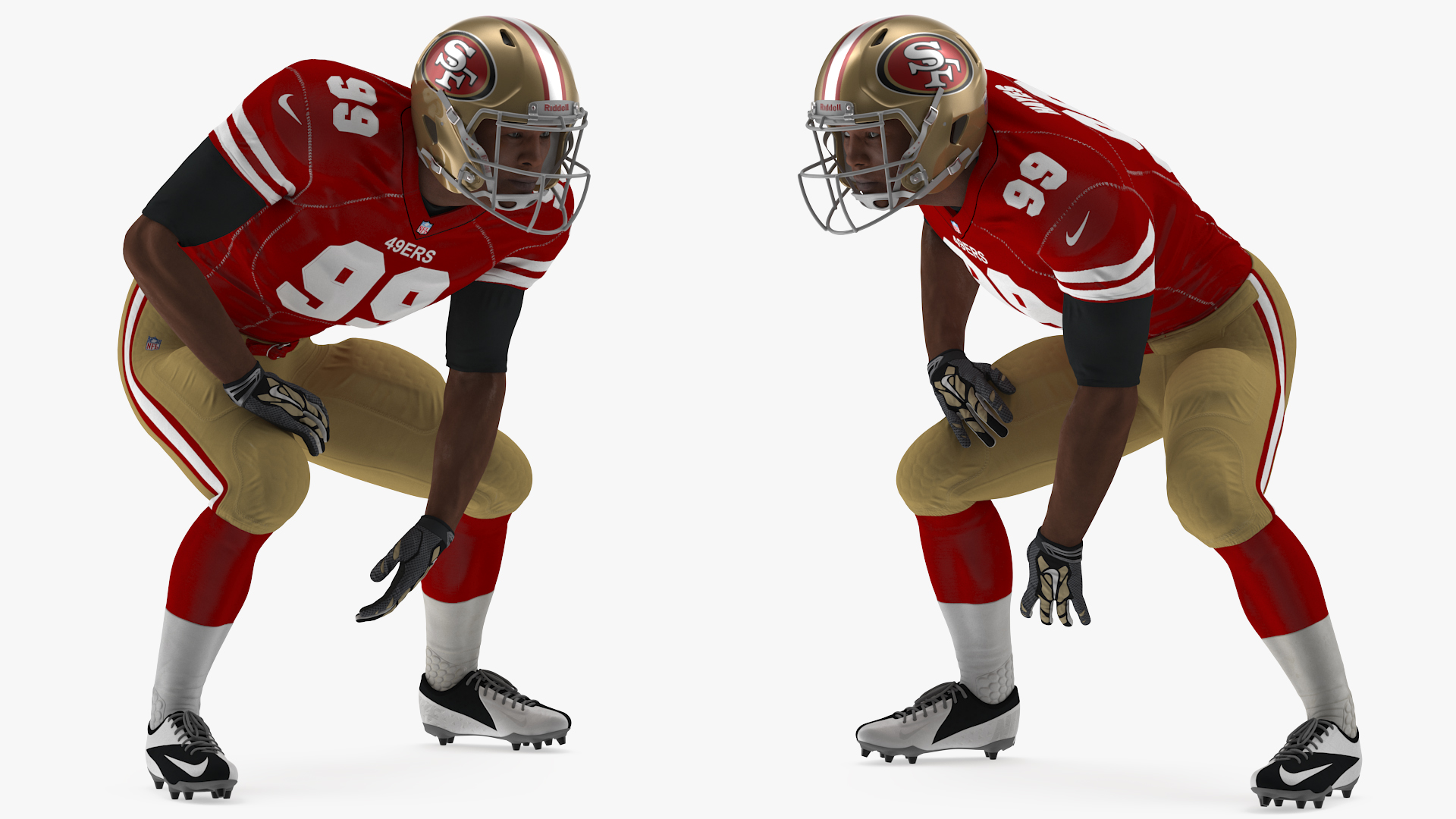 3D San Francisco 49ers American Football Player Crouching Fur model