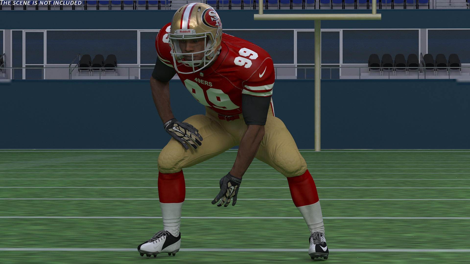 3D San Francisco 49ers American Football Player Crouching Fur model