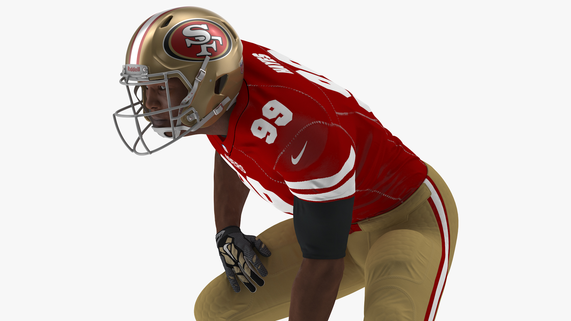3D San Francisco 49ers American Football Player Crouching Fur model
