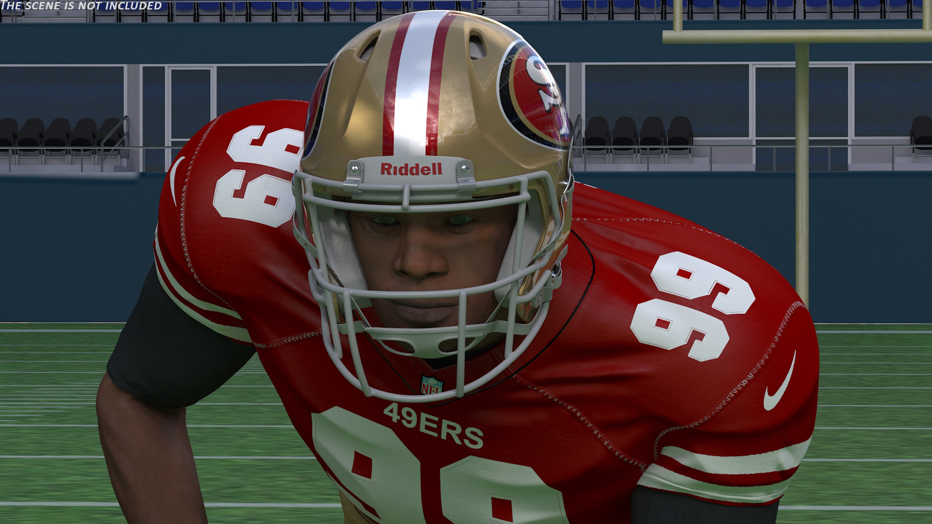 3D San Francisco 49ers American Football Player Crouching Fur model