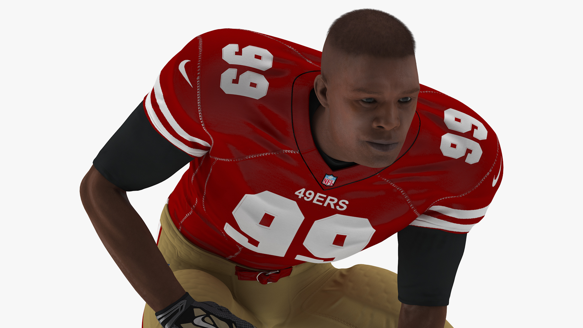 3D San Francisco 49ers American Football Player Crouching Fur model