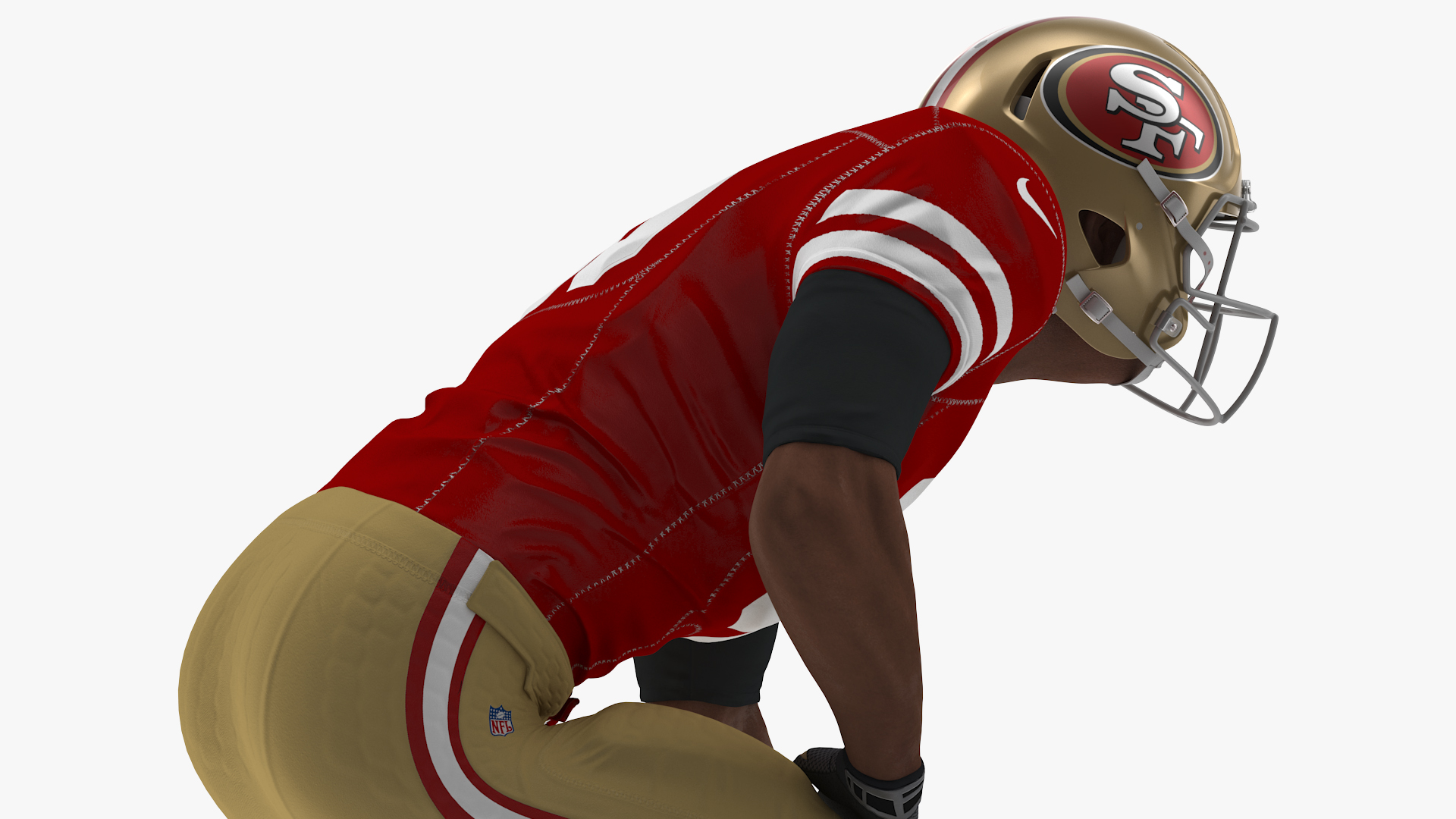 3D San Francisco 49ers American Football Player Crouching Fur model