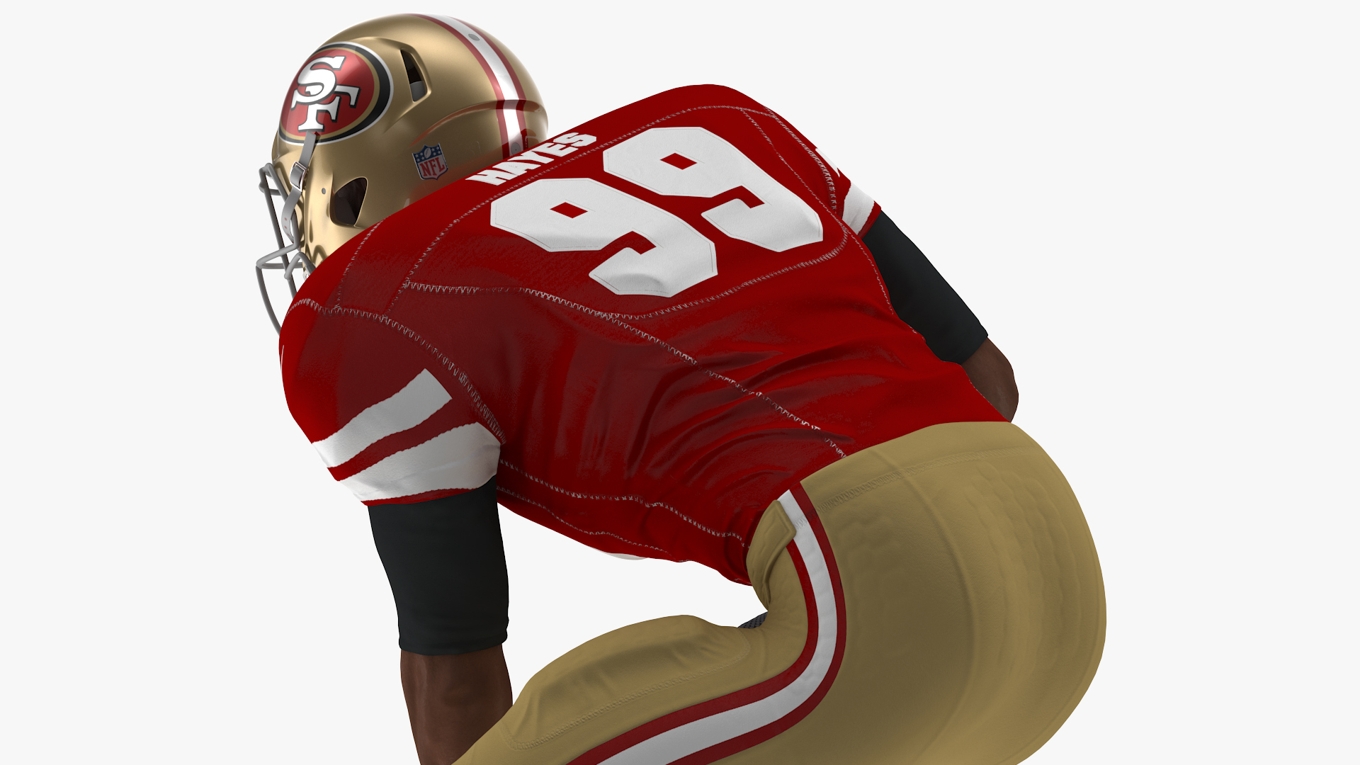 3D San Francisco 49ers American Football Player Crouching Fur model