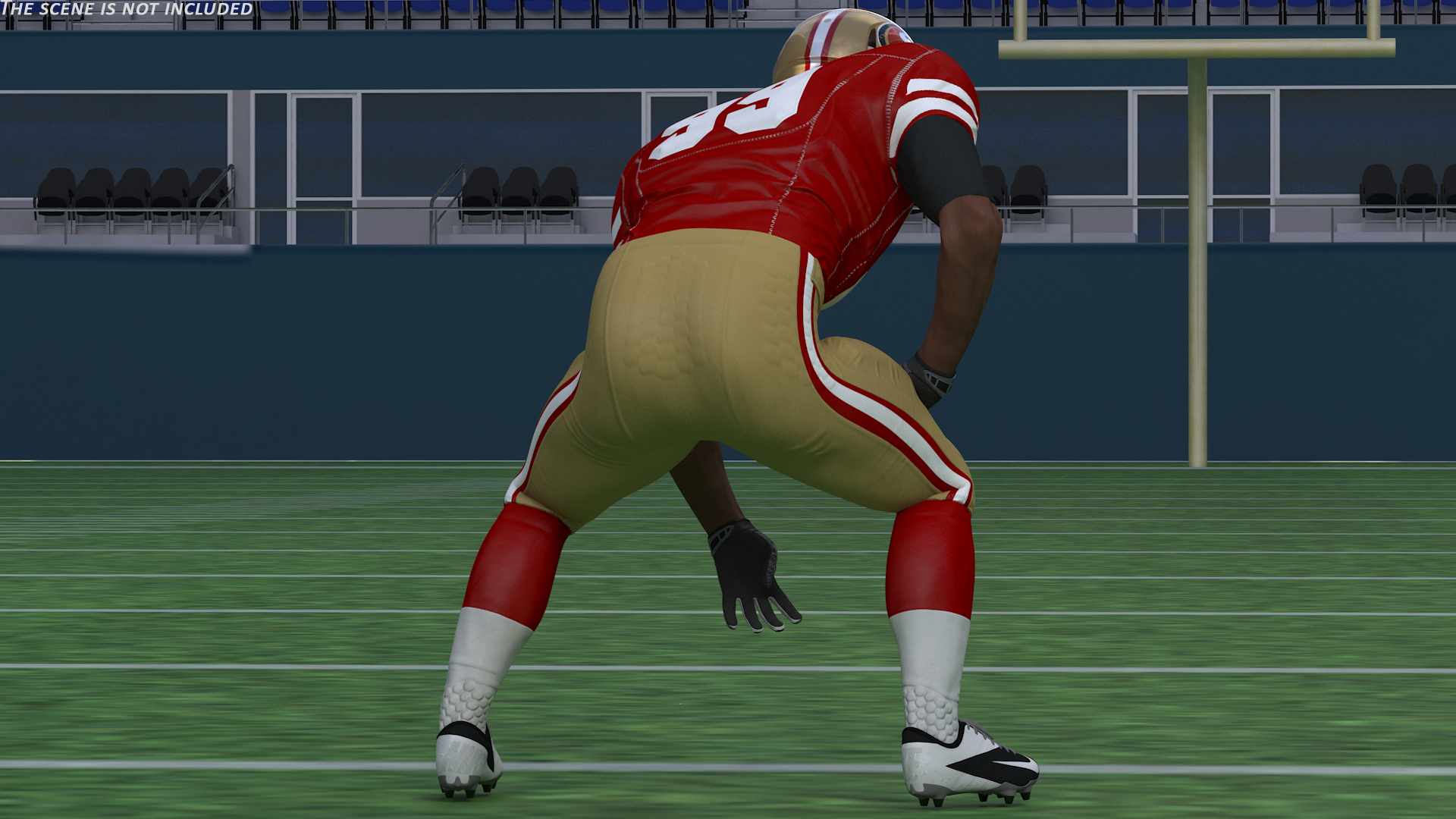 3D San Francisco 49ers American Football Player Crouching Fur model
