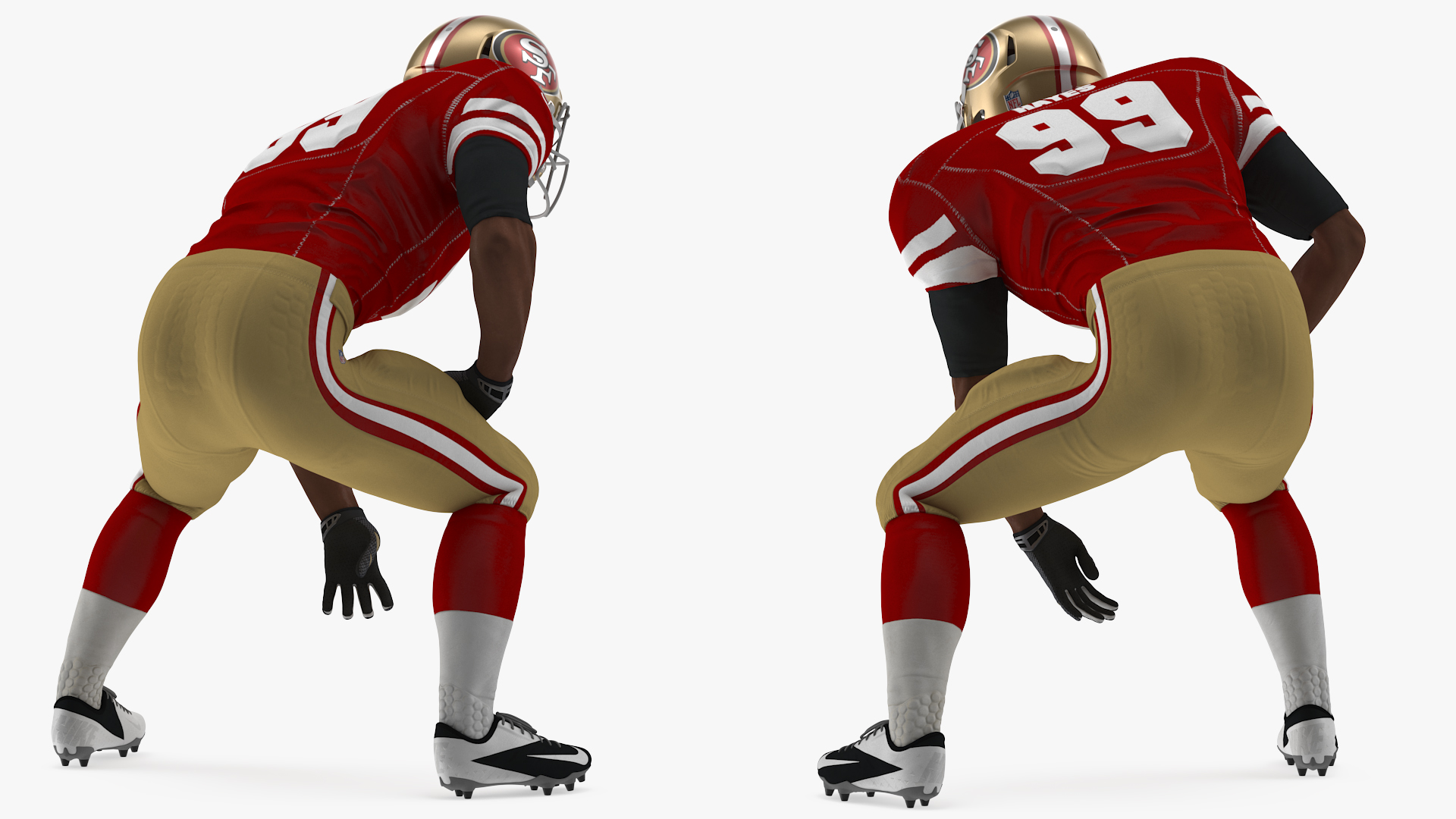 3D San Francisco 49ers American Football Player Crouching Fur model