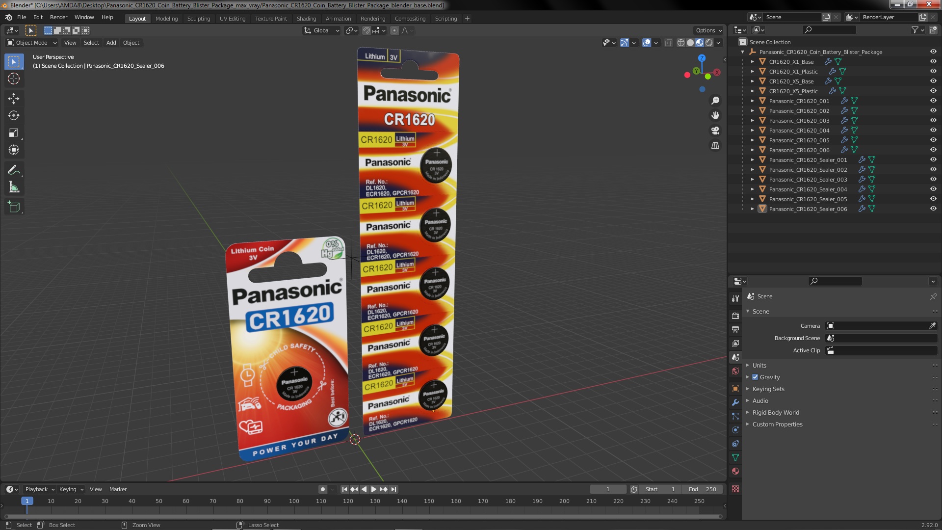 3D model Panasonic CR1620 Coin Battery Blister Package