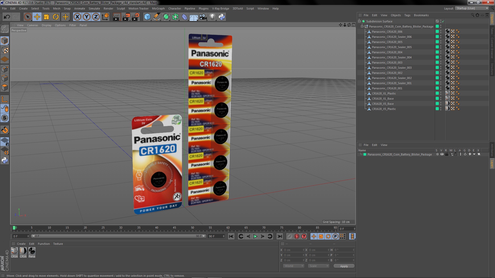 3D model Panasonic CR1620 Coin Battery Blister Package