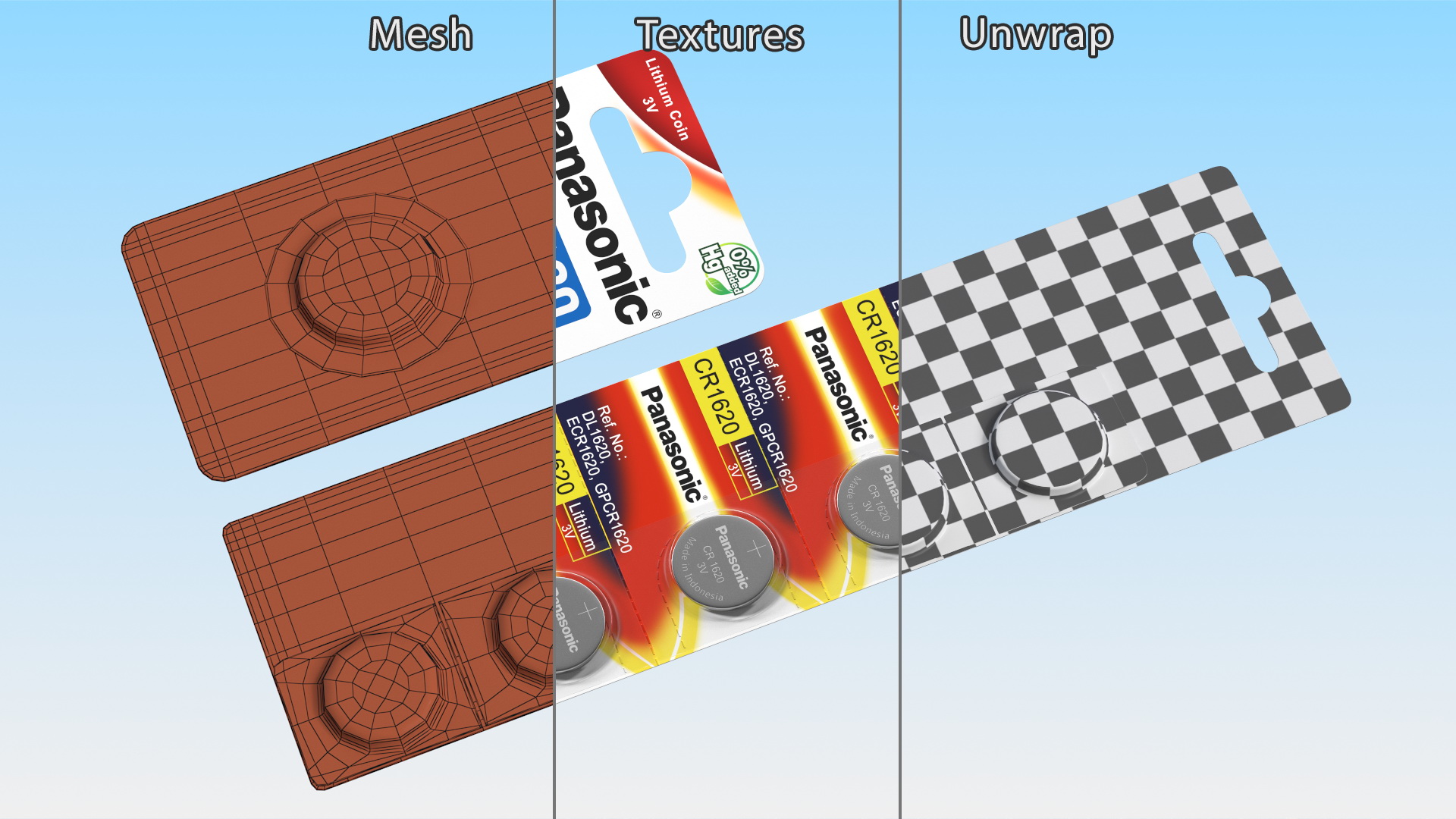 3D model Panasonic CR1620 Coin Battery Blister Package