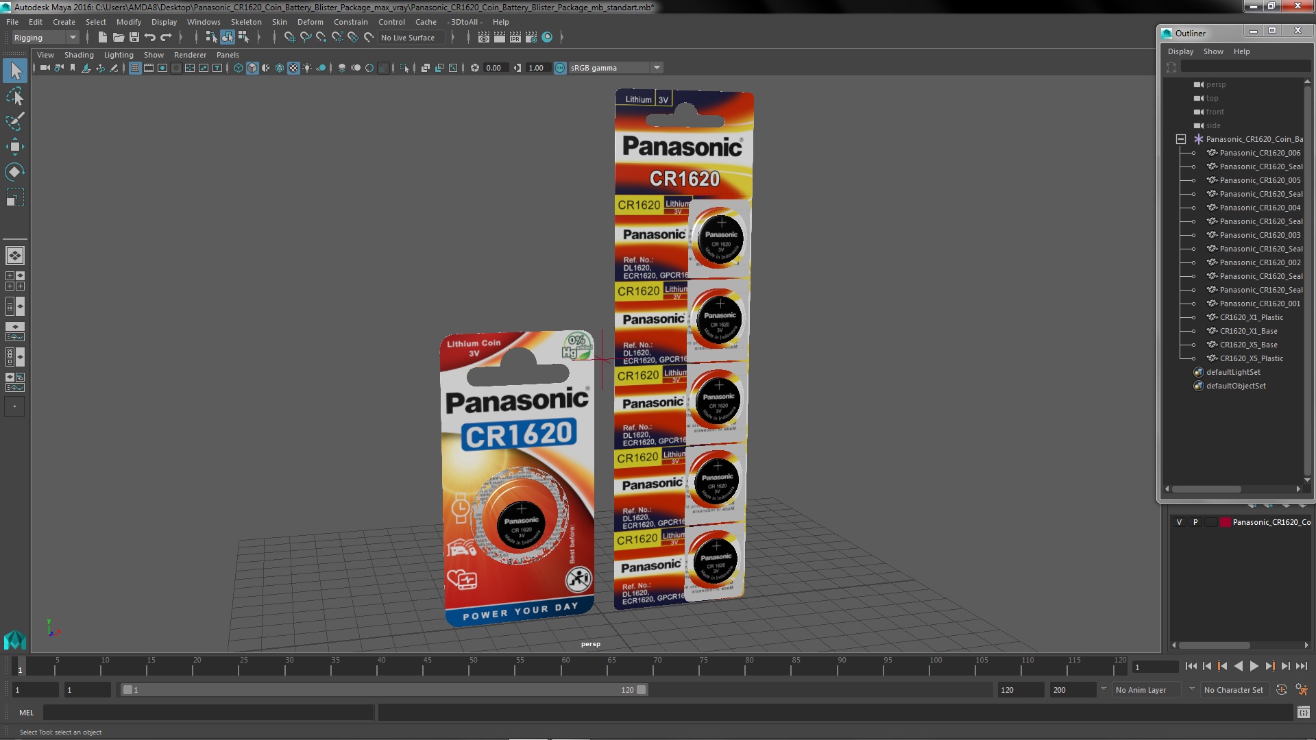 3D model Panasonic CR1620 Coin Battery Blister Package