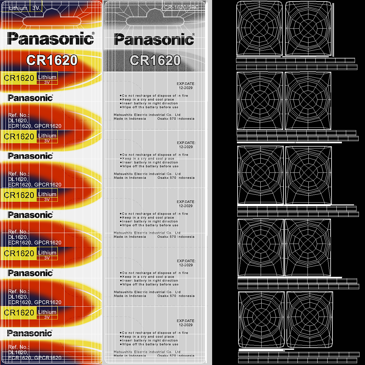 3D model Panasonic CR1620 Coin Battery Blister Package