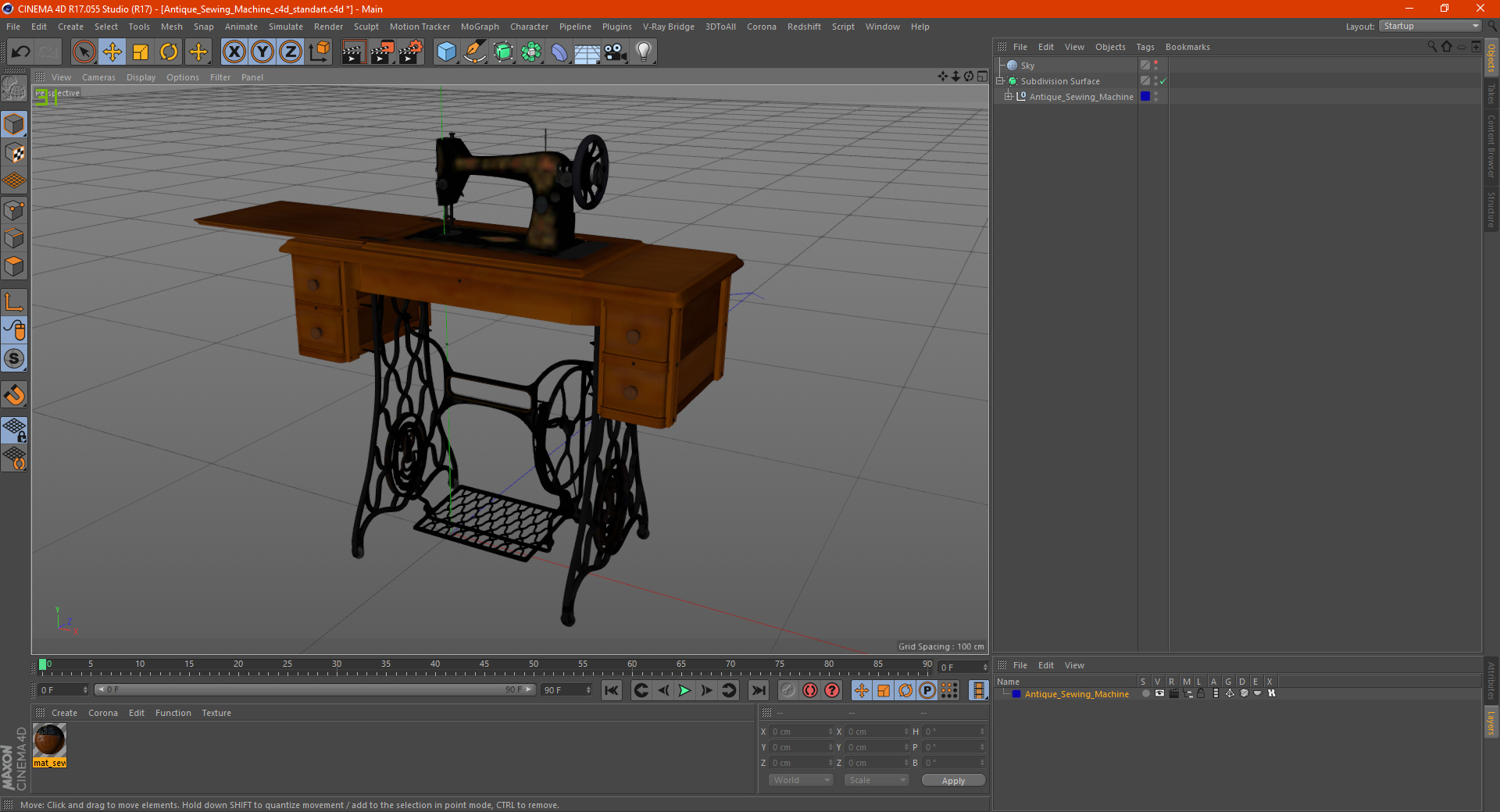Antique Sewing Machine 3D