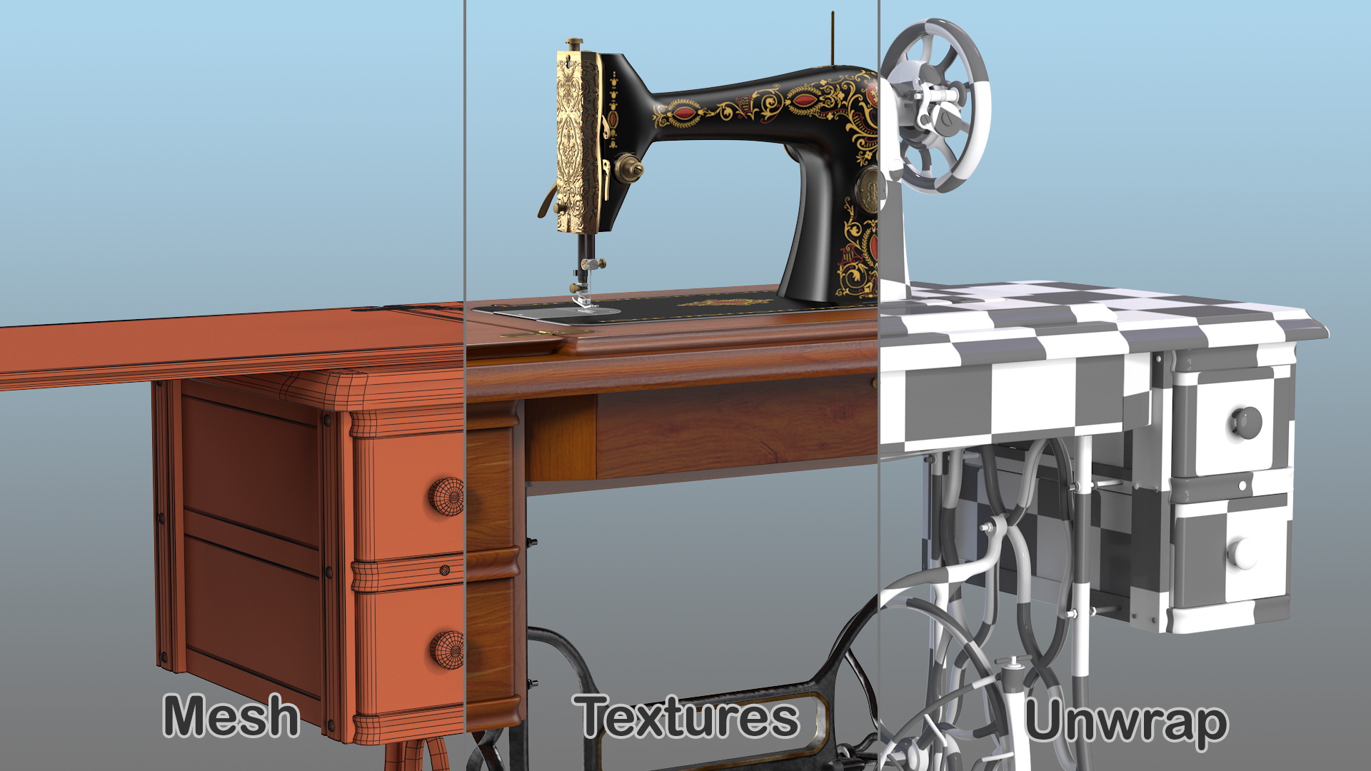 Antique Sewing Machine 3D