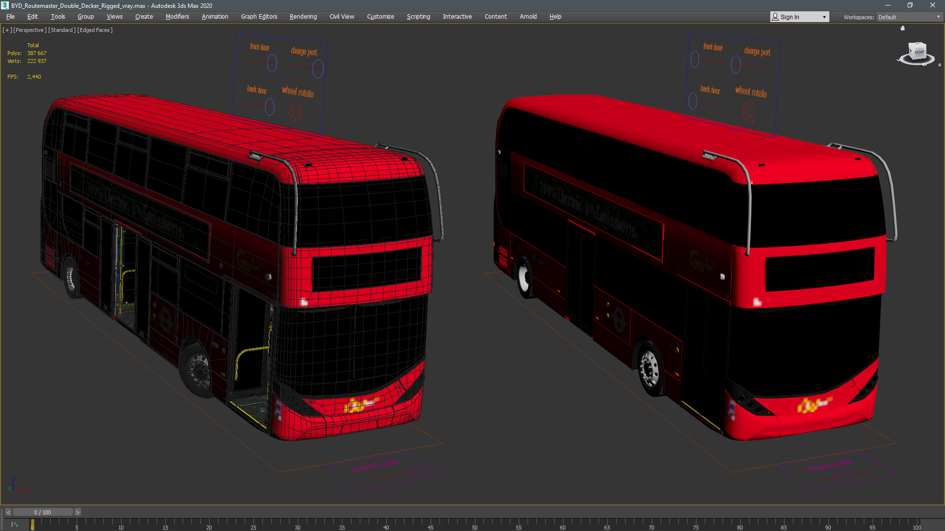 3D BYD Routemaster Double Decker Rigged