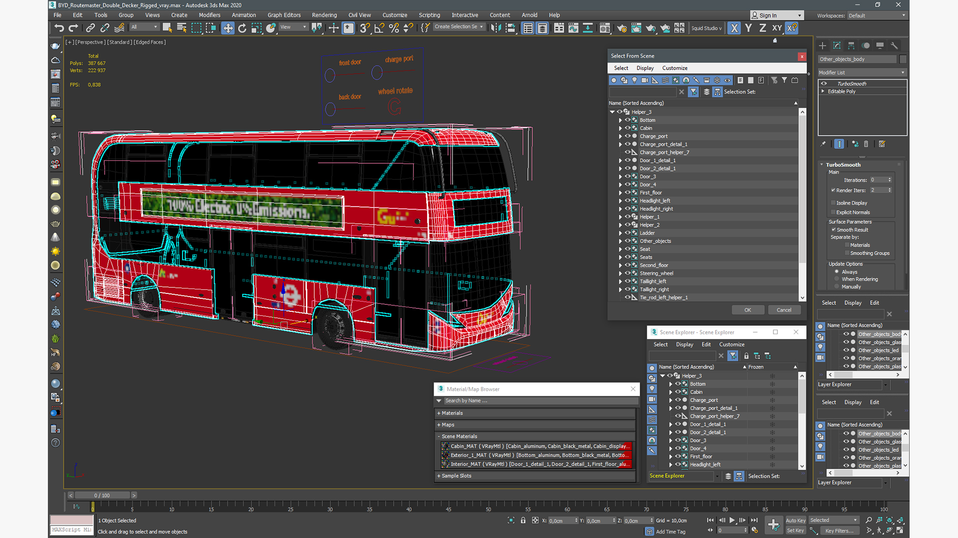 3D BYD Routemaster Double Decker Rigged