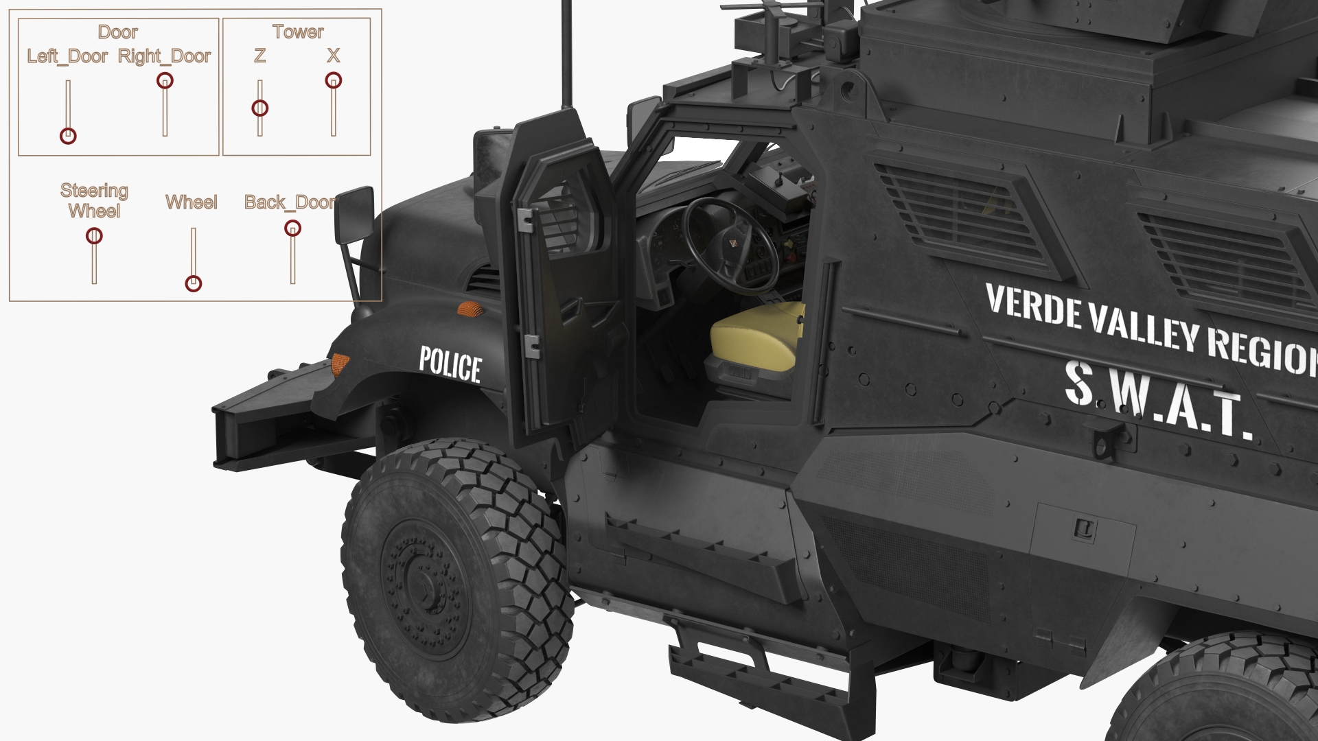3D SWAT Vehicle International MaxxPro Rigged